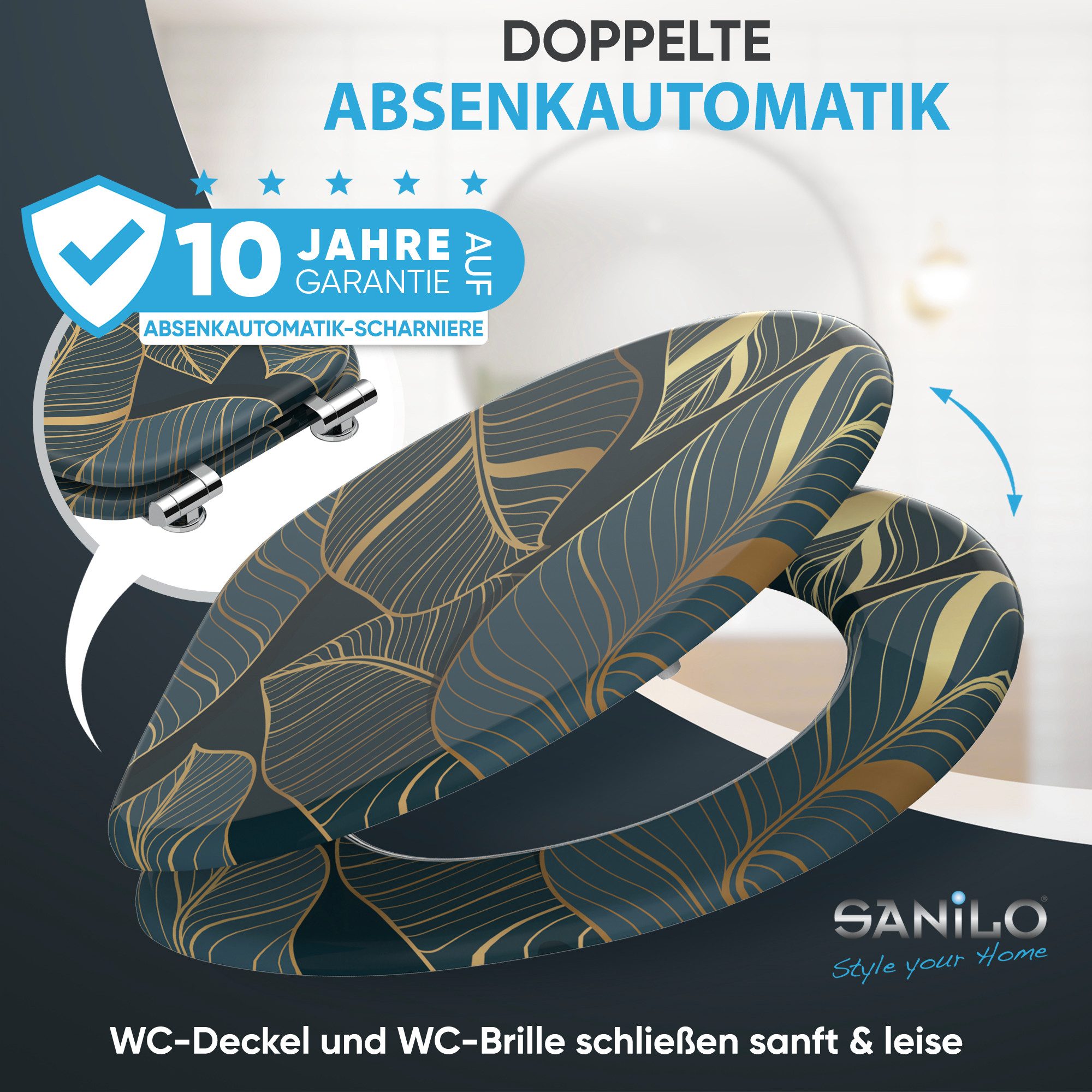 Sanilo WC-Sitz mit Absenkautomatik, viele Toilettendeckel direkt vom Hersteller, hochwertig & modern, universell, leichte Montage
