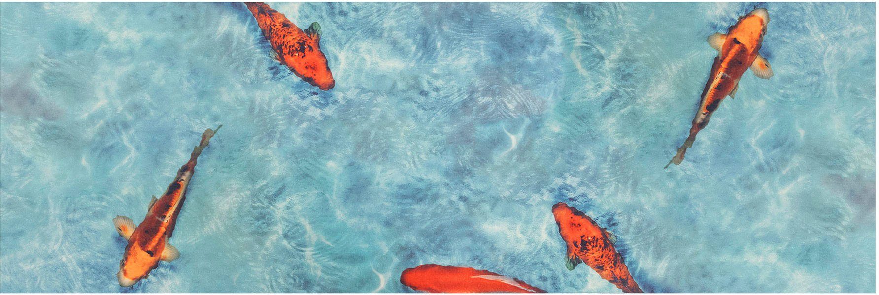 Primaflor-Ideen in Textil Vinyl-Läufer Küchenläufer KOI, Made in Belgium, rechteckig, Höhe: 2,5 mm, Küchenläufer aus Vinyl, abwischbar, Motiv Koi Fisch, Küche
