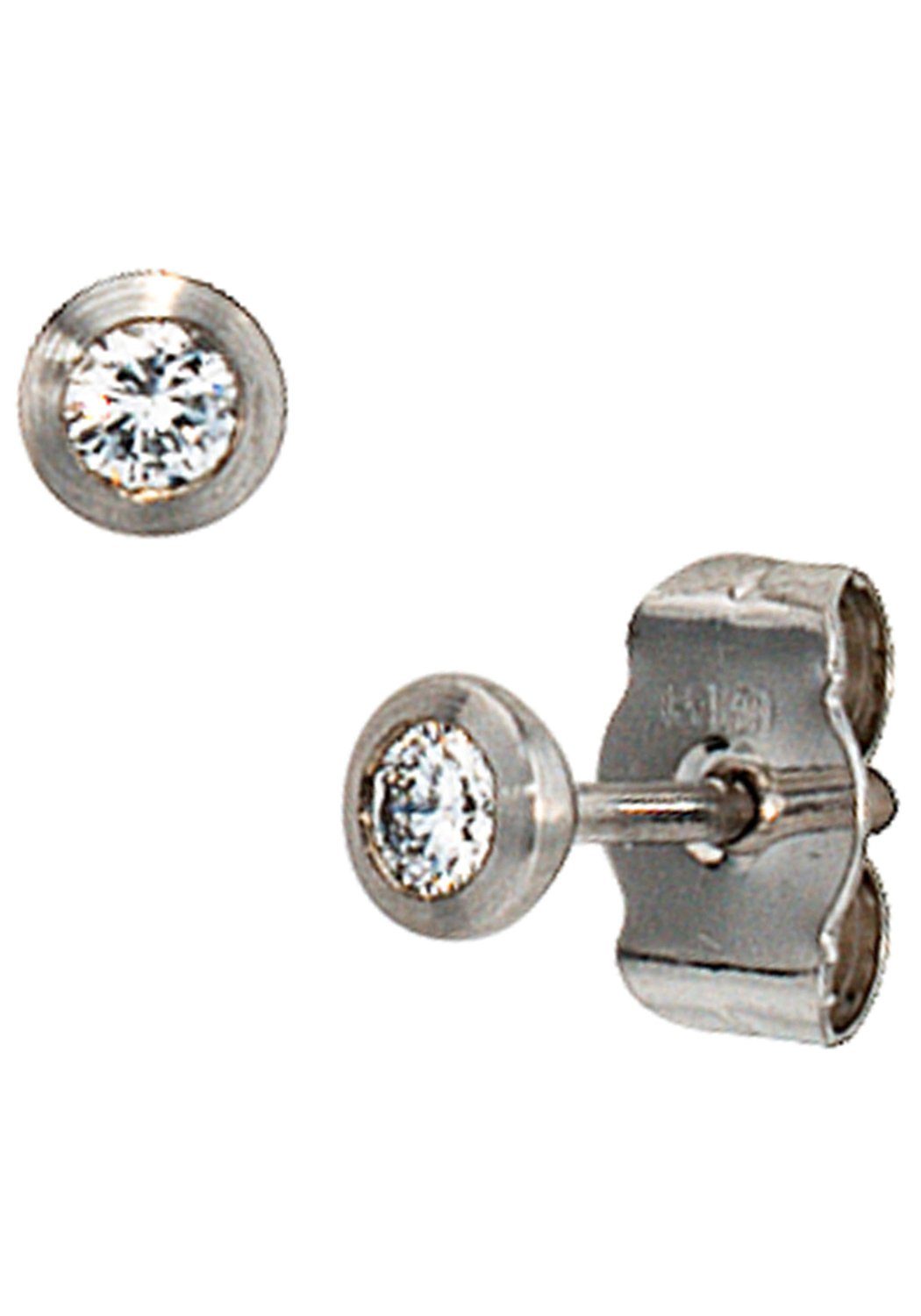 JOBO Paar Ohrstecker, rund 950 Platin mit 2 Diamanten