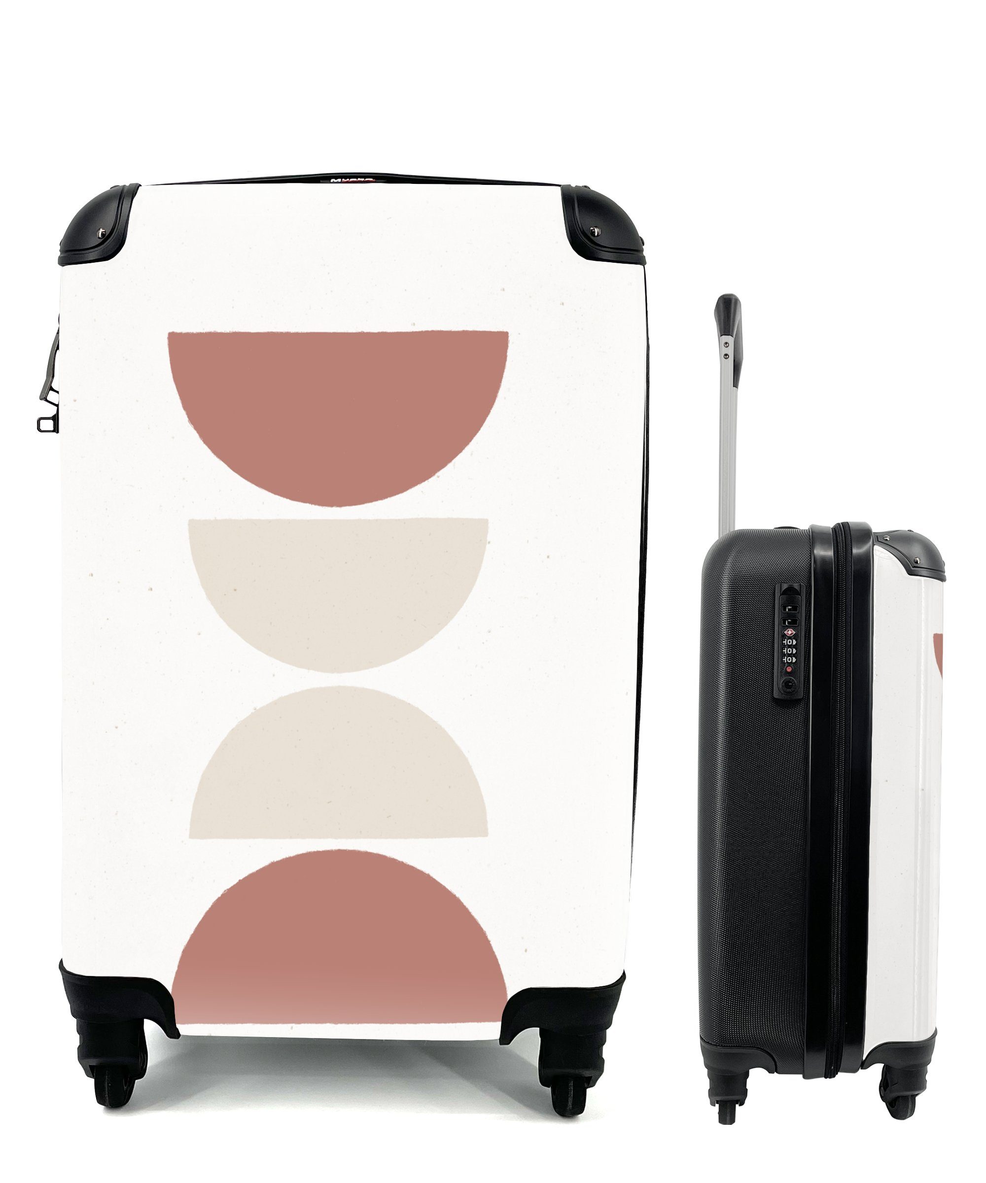 MuchoWow Handgepäckkoffer Minimalismus - Pastell - Gestaltung, 4 Rollen, Reisetasche mit rollen, Handgepäck für Ferien, Trolley, Reisekoffer