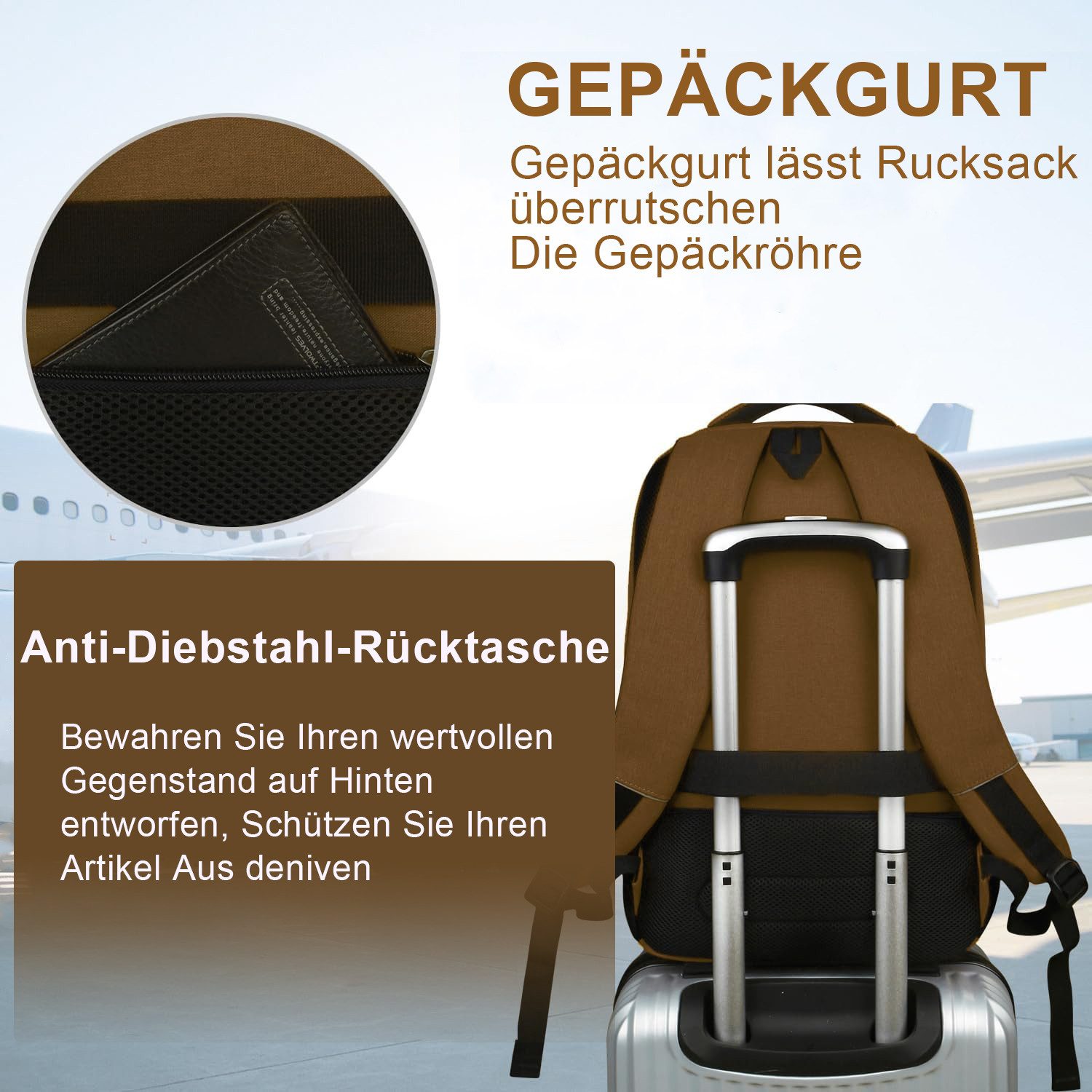 OKWISH Laptoprucksack Laptop Rucksäcke Schulrucksack Wasserbeständig Laptoptasche (Uni Tasche Businessrucksack Sportrucksack, Anti-Diebstahl, Backpack mit Lapto – Bild 3 von 5