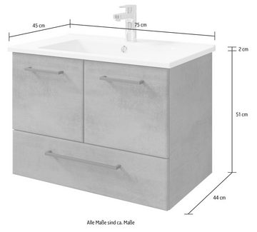 Saphir Badmöbel-Set Quickset 945 2-teilig, Waschbeckenunterschrank mit LED-Spiegelschrank, (2-St), Waschplatz 65 cm breit, 5 Türen, 6 Einlegeböden, inkl. Türdämpfer