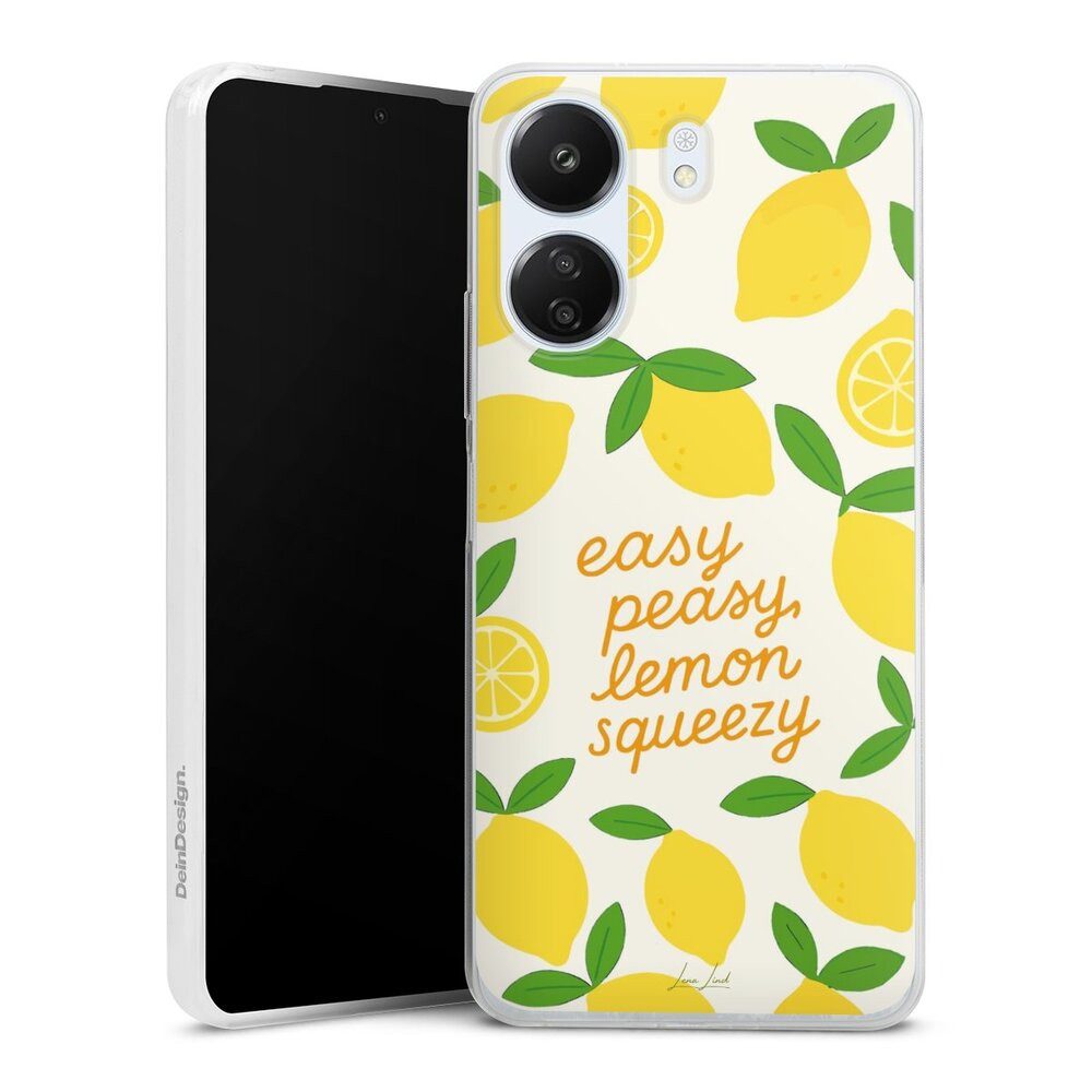 DeinDesign Handyhülle Zitrone Spruch Statement Easy Peasy Lemon Queezy, Xiaomi Redmi 13C 4G Slim Case Silikon Hülle Ultra Dünn Schutzhülle