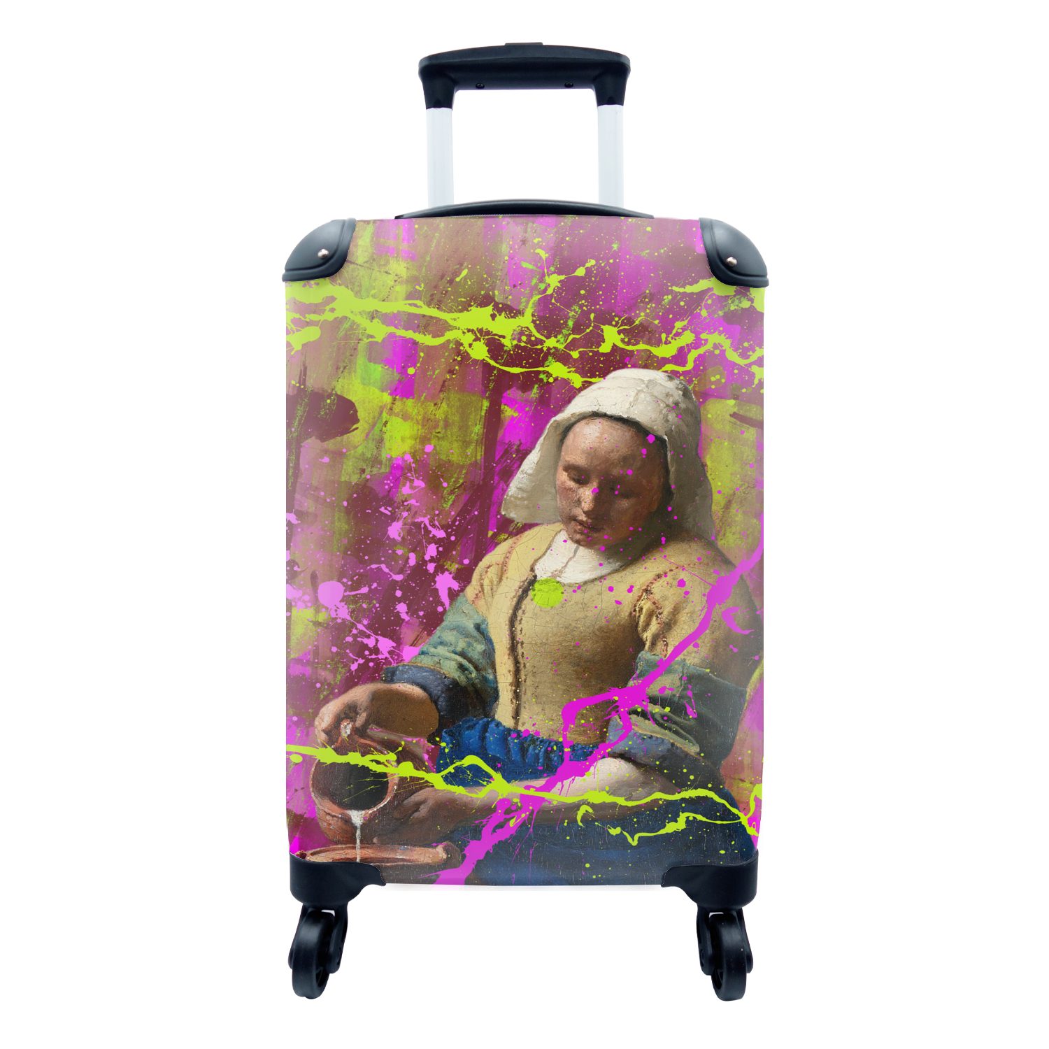 Handgepäckkoffer Milchmädchen für - Reisetasche Handgepäck Reisekoffer Johannes rollen, Vermeer 4 - MuchoWow Ferien, Trolley, Neon, mit Rollen,