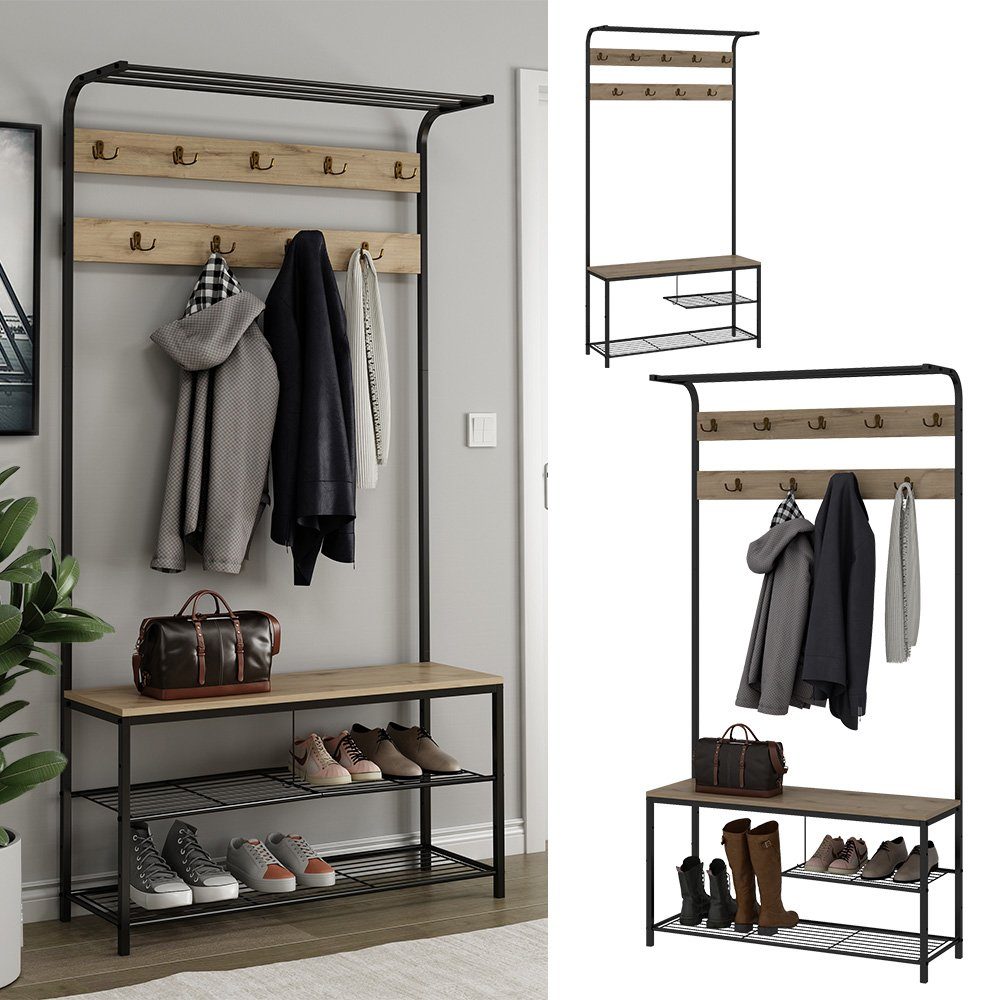 Vicco Garderobenschrank Fyrk, Eiche/Schwarz, 100 x günstig online kaufen