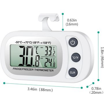 Coonoor Kühlschrankthermometer Funk-Kühlschrankthermometer, digitales Gefrierthermometer, IPX3 Wasserdichter Kühlschrankthermometer, Innen- und Außenbereich