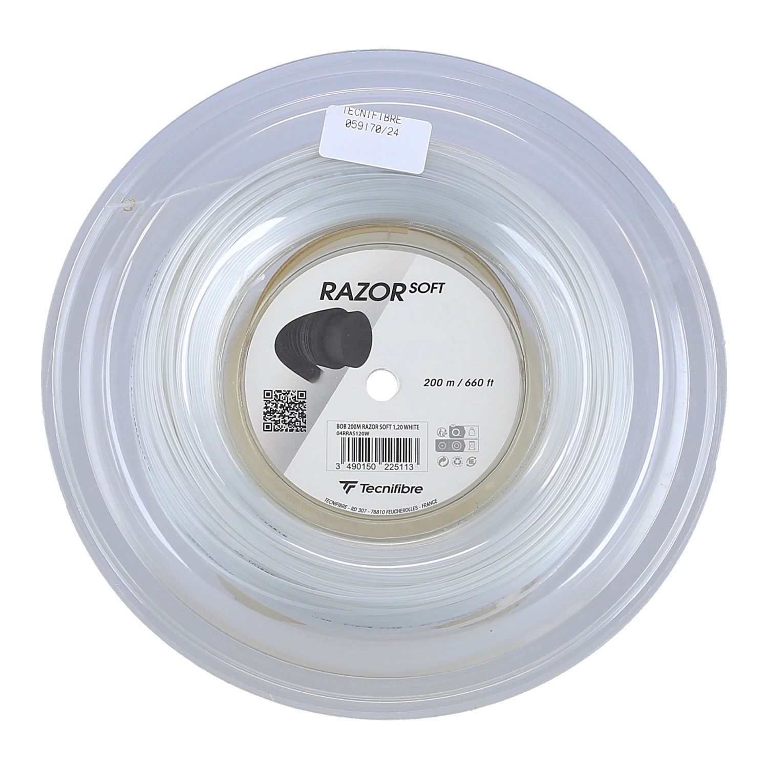 Tecnifibre Tennissaite Razor Soft (Haltbarkeit+Allround) weiss 200m Rolle, Saitendicke: 1.25