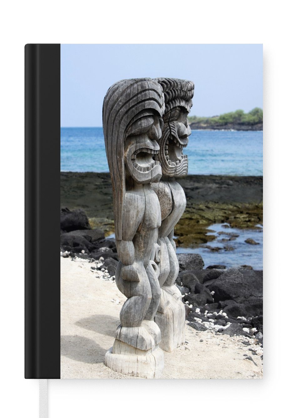 MuchoWow Notizbuch Statuen am Strand von Hawaii, Journal, Merkzettel, Tagebuch, Notizheft, A5, 98 Seiten, Haushaltsbuch