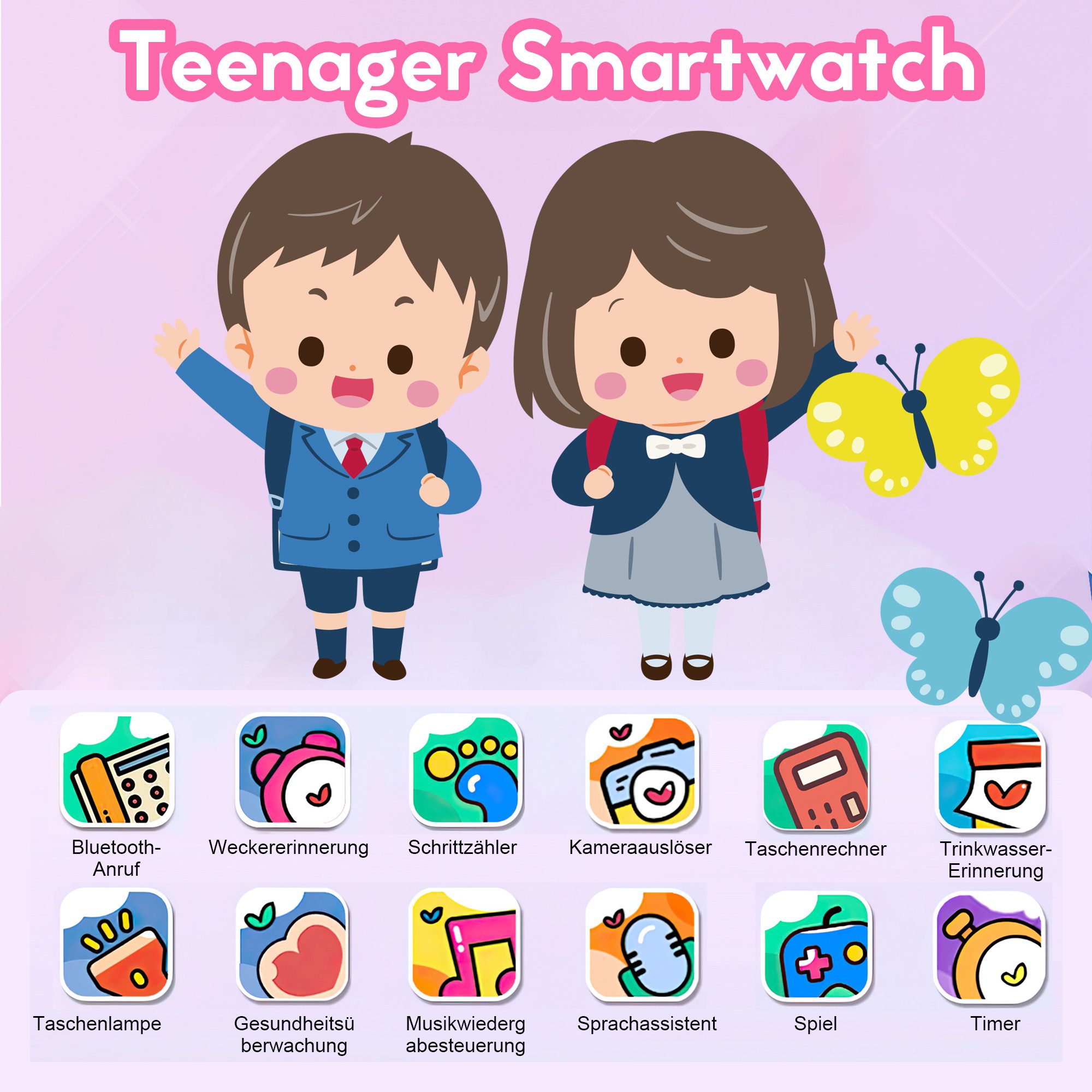 Forrlite Kinder Smartwatch für Jungen und Mädchen Smartwatch (IP68 wasserdichte Fitness Aktivitäts Tracker Uhr,Herzfrequenz Schlafmonitor,20+ Sportmodi,Schrittzähler,Wecker,Kindergeschenke für Teenager ab 5 Jahren cm)