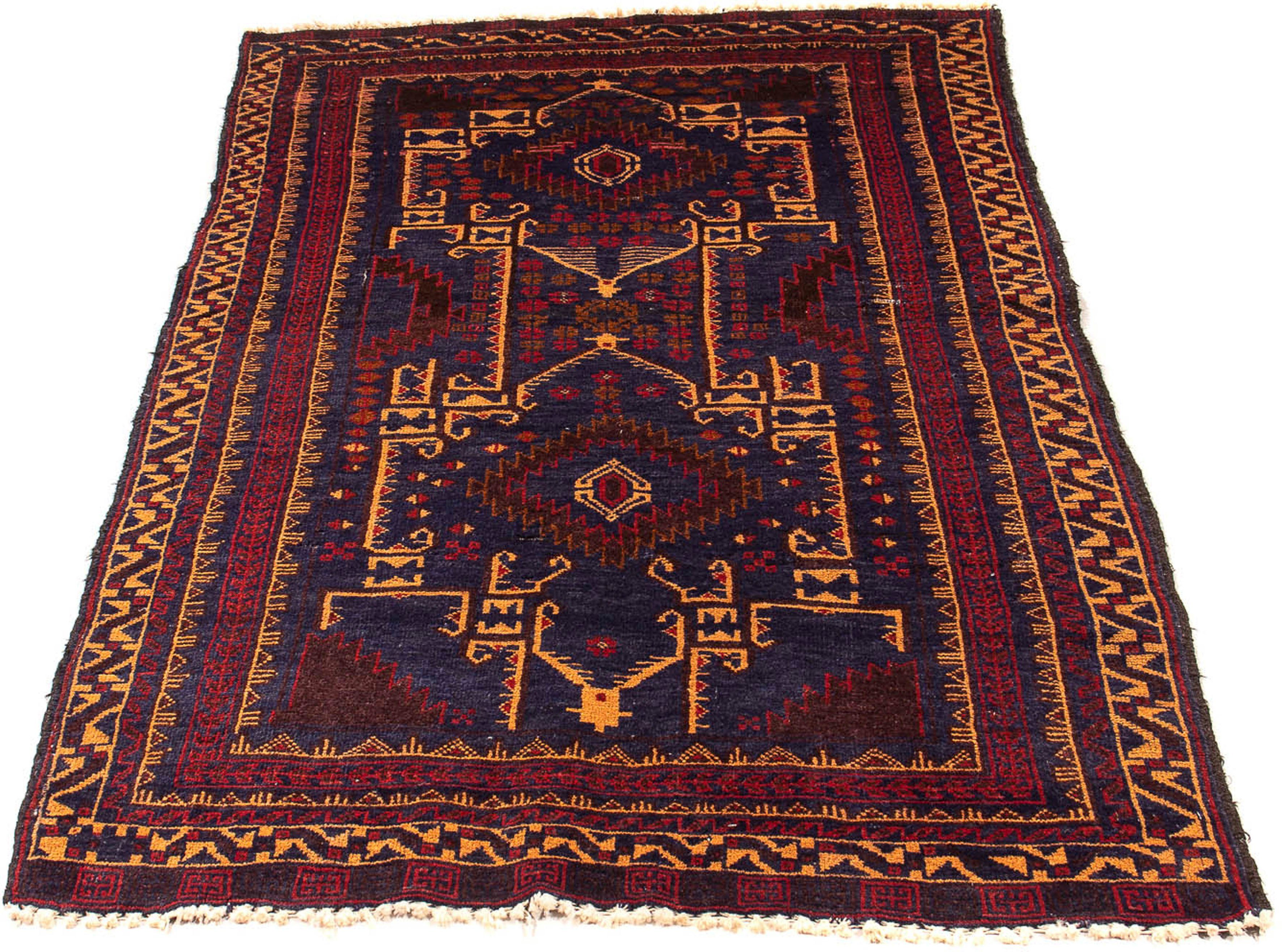 Orientteppich Belutsch - 200 x 100 cm - dunkelblau, morgenland, rechteckig, Höhe: 8 mm, Wohnzimmer, Handgeknüpft, Einzelstück mit Zertifikat
