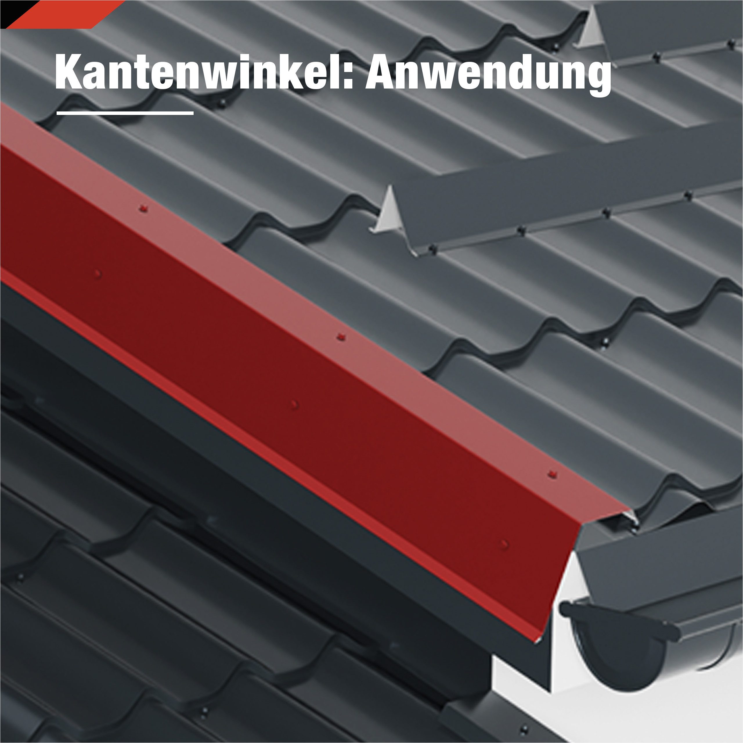 BRAVO Glattblech Kantenwinkel für Metalldachziegel 1 m – seitlicher Dachabschluss, ideal für Gartenhaus, Carport, Garage und Schuppen