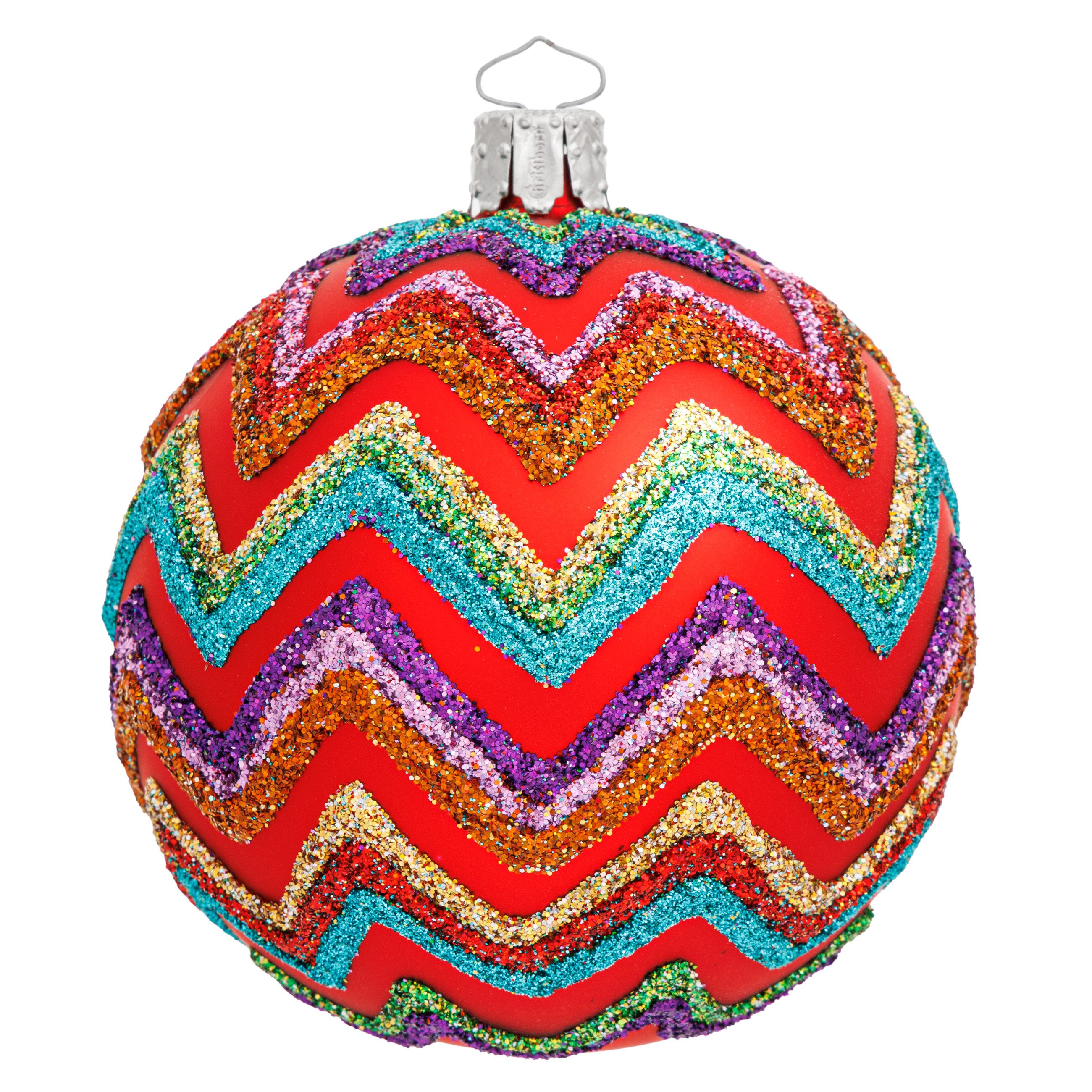 SIKORA Weihnachtsbaumkugel Premium Weihnachtskugel Glas ZickZack Muster 8cm - Prestige Collection, Hochwertiger Christbaumschmuck - Made in Germany
