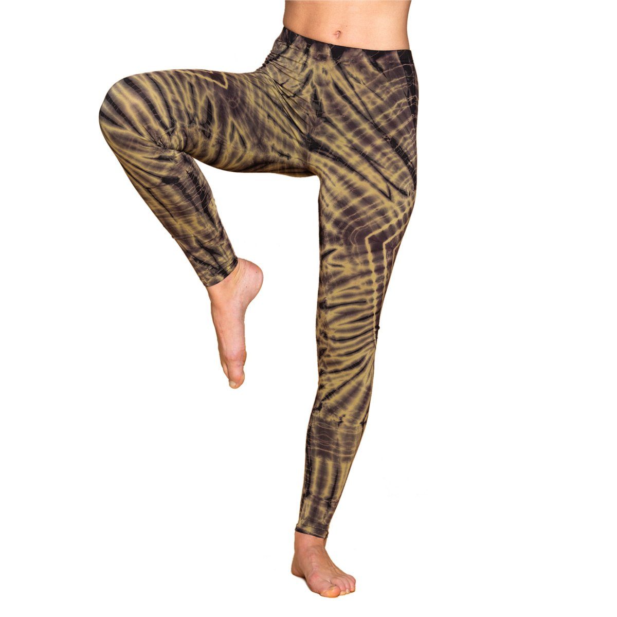 olive Batik SQ02 Batik 'Dschungel' lange Sportleggings Tiedye alternative Leggings Viskose Unikat aus Leggings Leggings Yogaleggings Hippie natürlicher PANASIAM