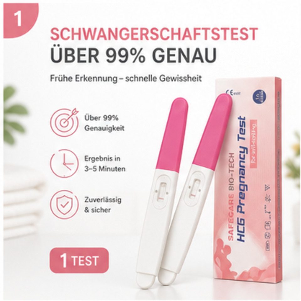 Safecare Bio-Tech Schwangerschaftstest Frühtest 25 miu/ml Ultra Empfindlich HCG Midstream Urin, 1 Messparameter, Testkasette, 10-tlg., Urinprobe, Schnelle Ergebnisanzeige, Qualitätstest, Zertifiziertes Marke