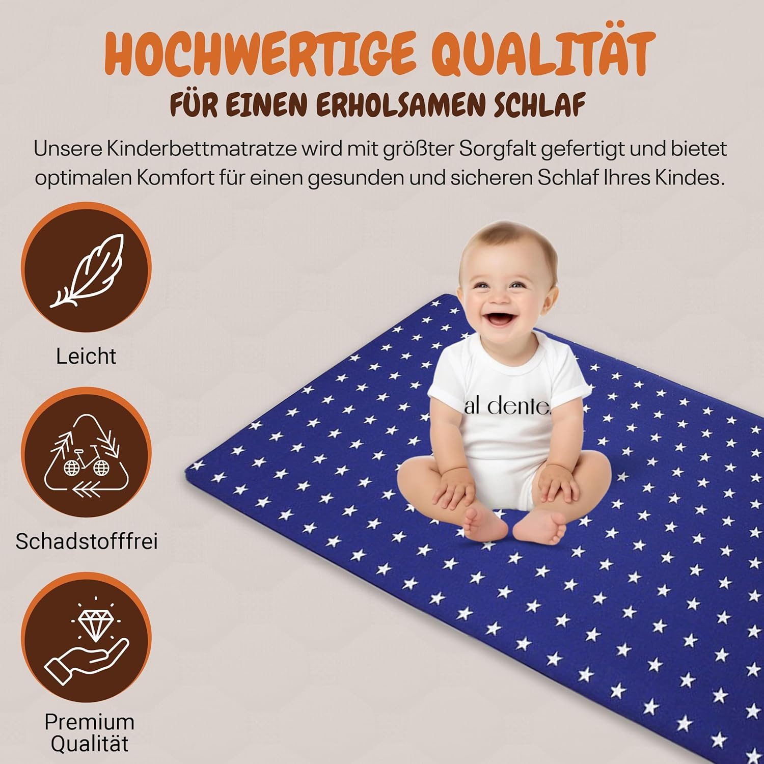 Kindermatratze Babymatratze mit Baumwollbezug, waschbar & rollbar–Allergike günstig online kaufen