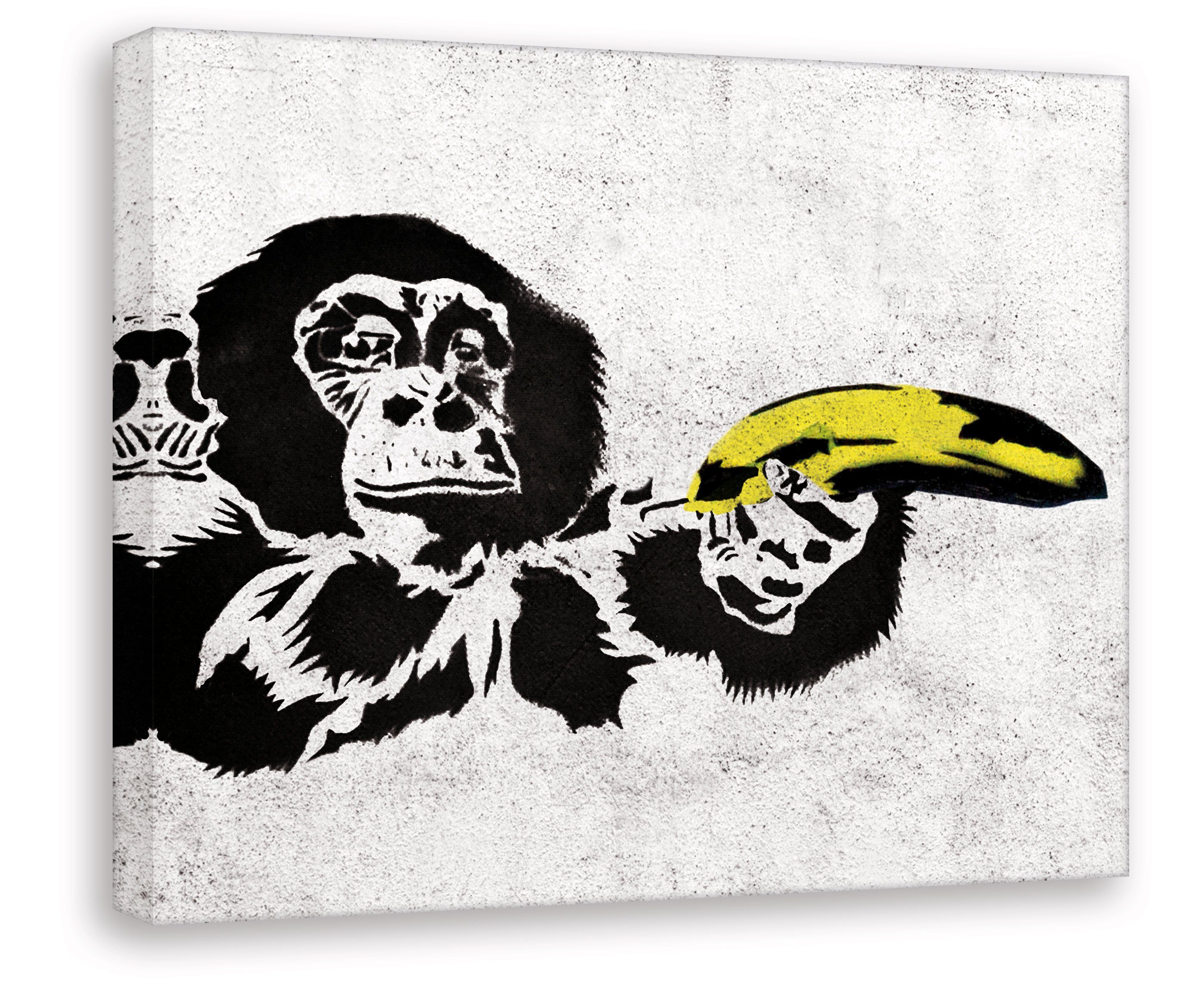 Leinwando Gemälde Banksy bilder banana Affe Gun / streetart Leinwandbilder  Graffiti kunst wandbild