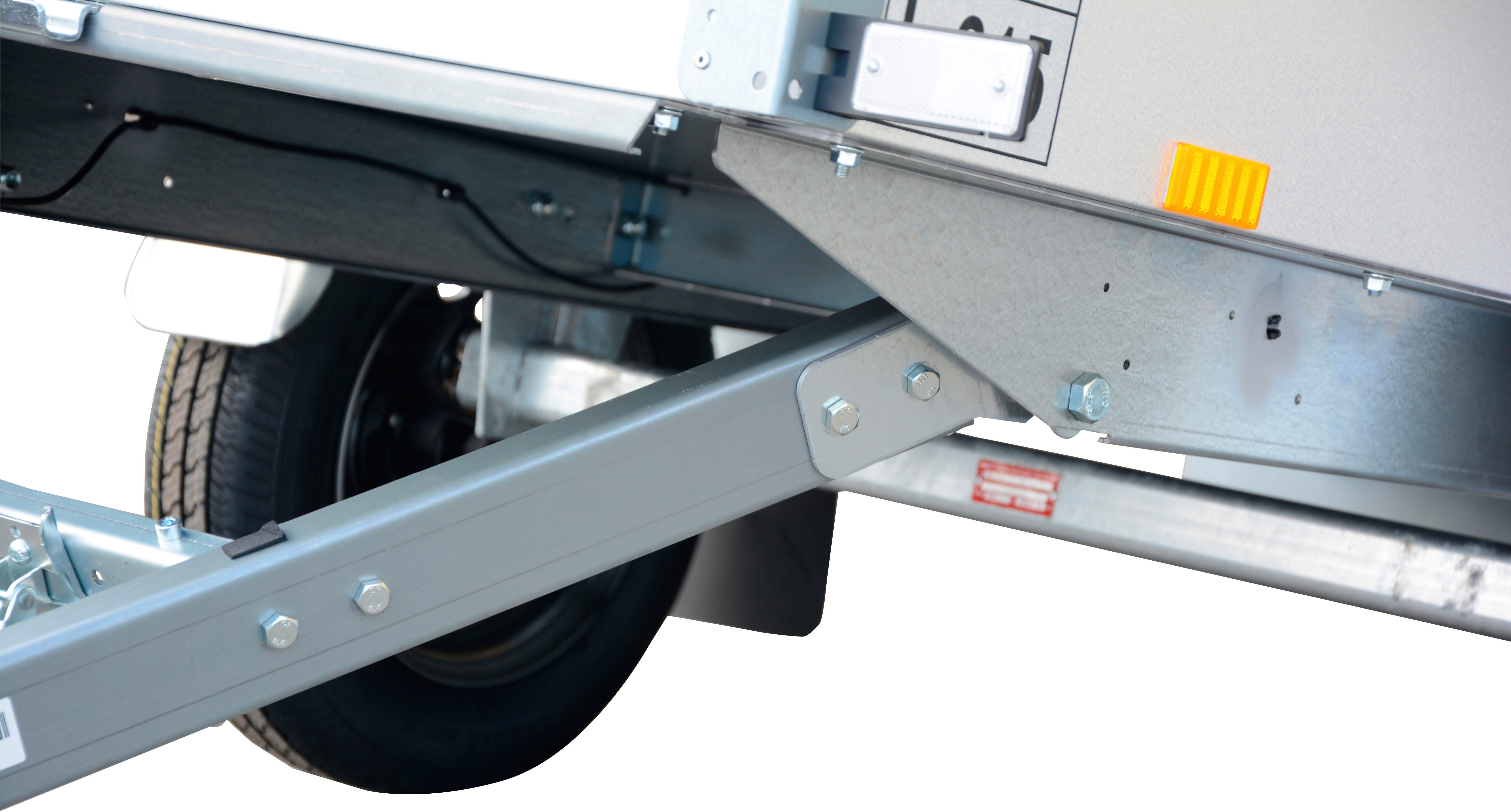 STEMA Basic 750 car trailer with tilting drawbar, max. 554 kg, 2-piece, incl. mesh extension