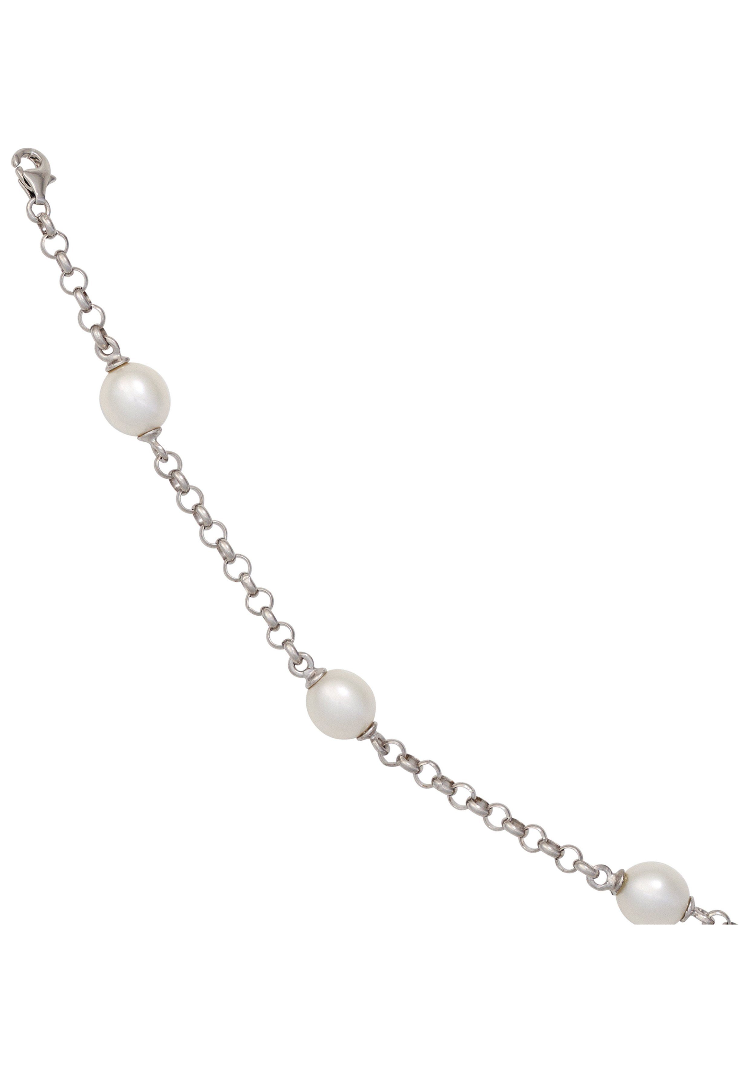 JOBO Perlenarmband, 925 Silber mit Süßwasser-Zuchtperlen 19 cm