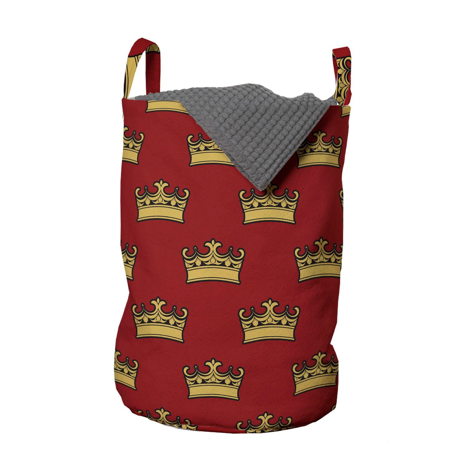 Abakuhaus Wäschesäckchen Wäschekorb mit Griffen Kordelzugverschluss für Waschsalons, königlich Adel Zeichen Crown Pattern