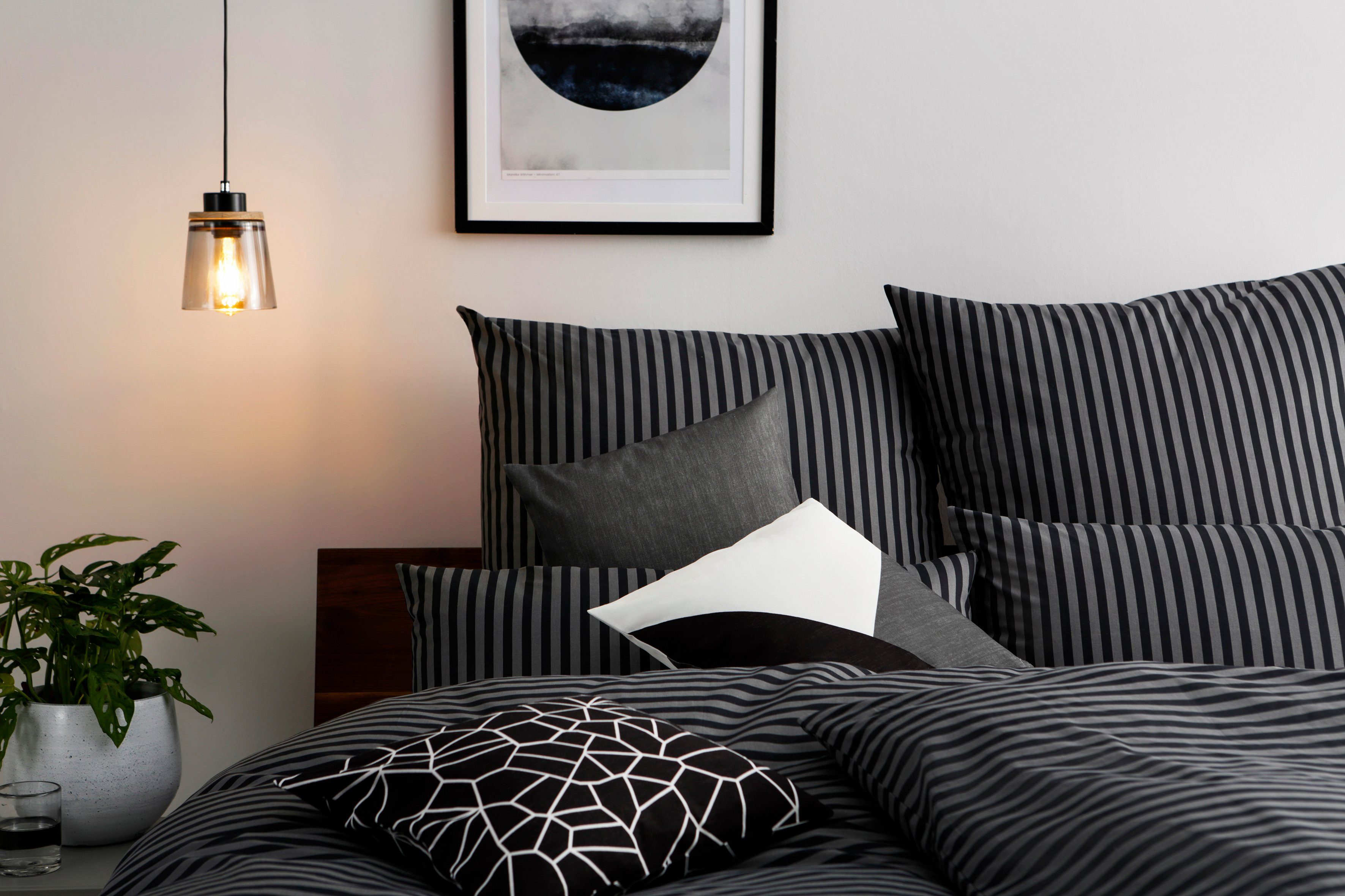Bruno Banani Bettwäsche Jassen, Renforcé, 2 teilig, moderne Bettwäsche aus Baumwolle, Streifen-Design, mehrere Qualitäten