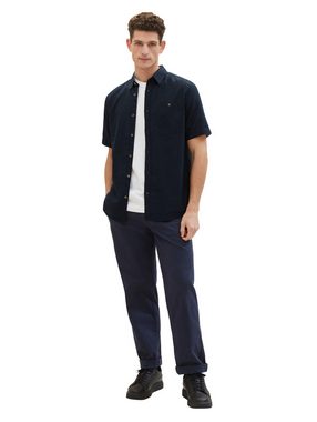 TOM TAILOR Kurzarmhemd Kurzarm Hemd mit Leinen Regular Freizeit Kent Kragen Design Shirt 7362 in Blau