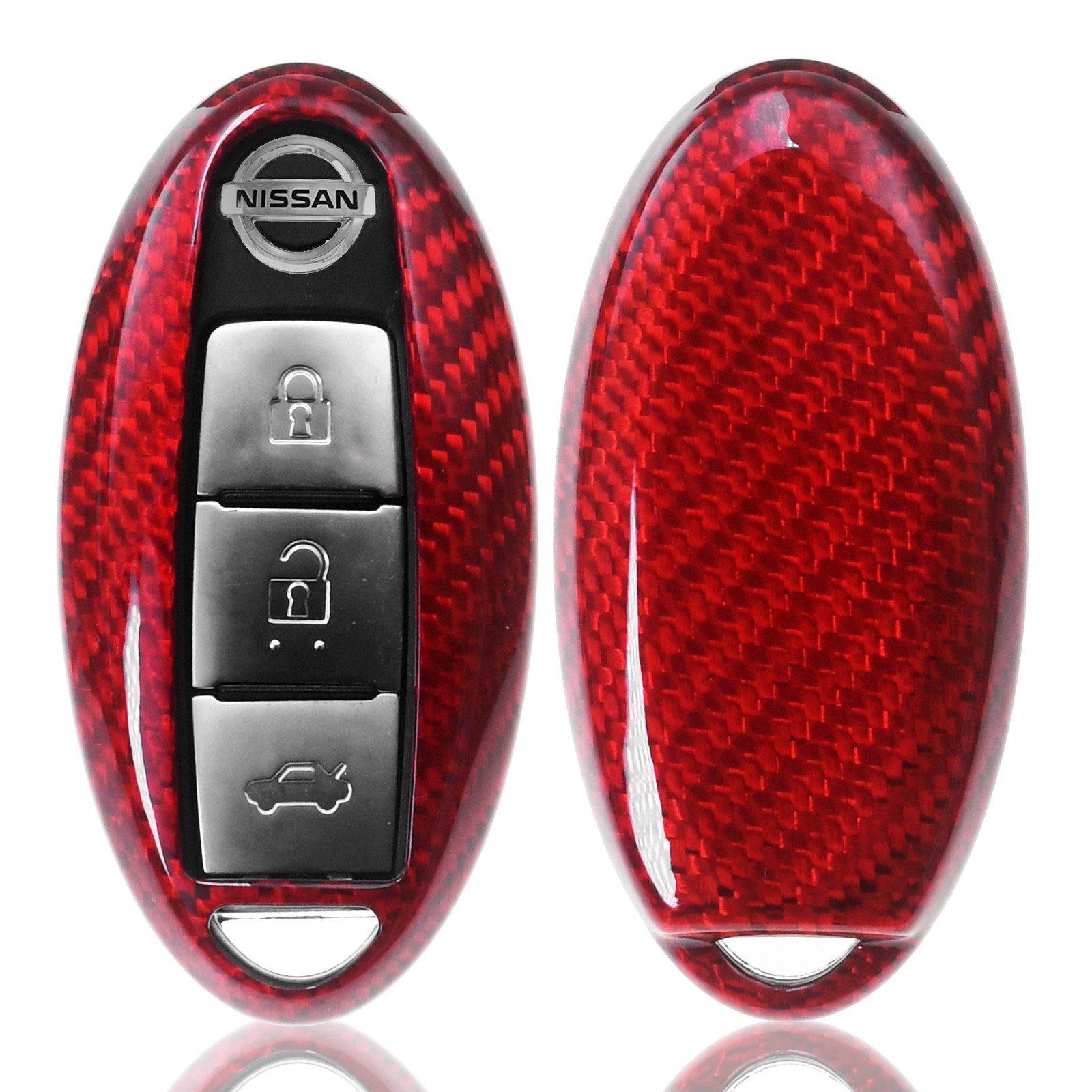 X-Trail Schutz Schlüsseltasche Leaf Micra Schlüssel SMARTKEY KEYLESS Auto Hülle Rot, Note für Juke Qashqai T-Carbon Carbon-Optik Nissan