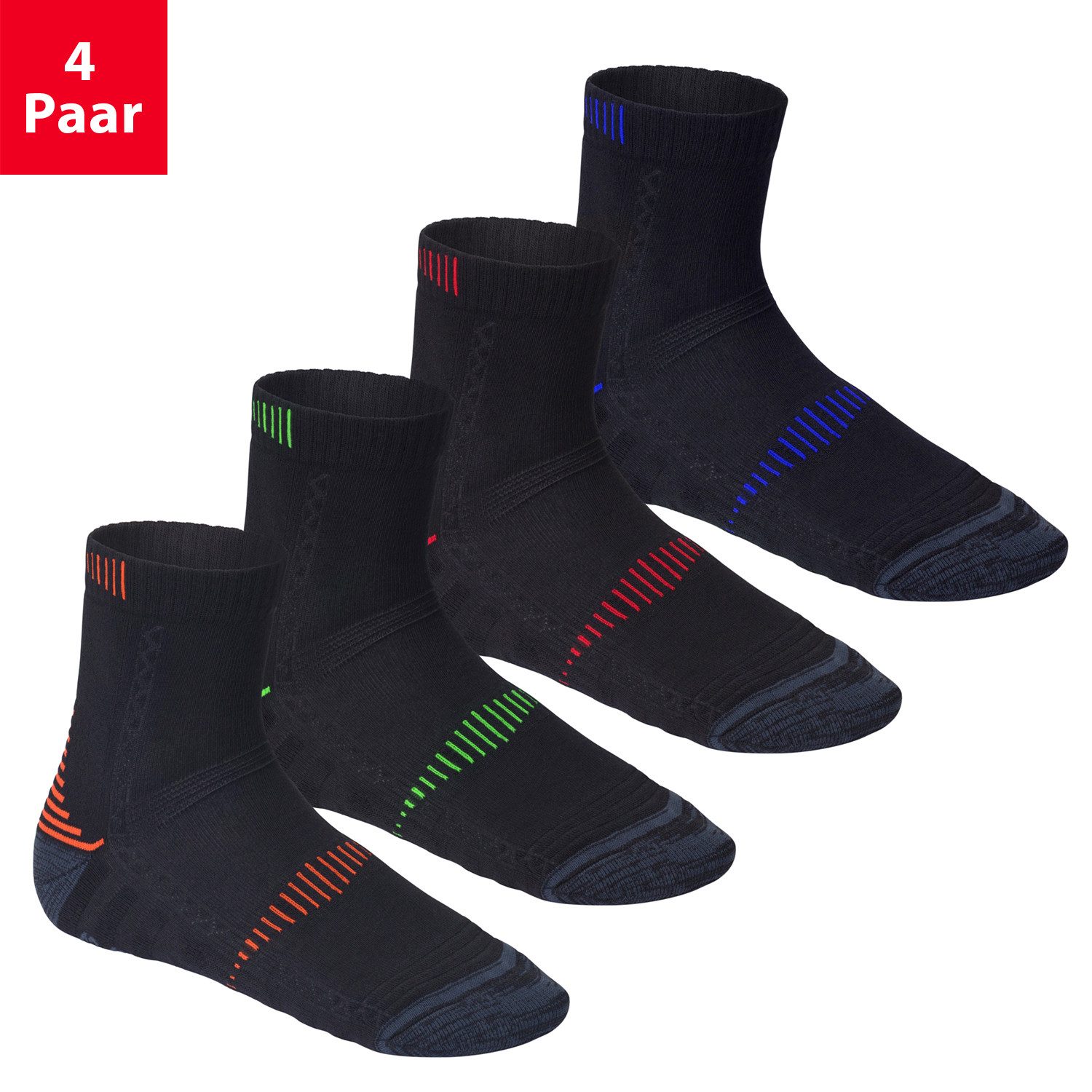 Sportsocken Damen & Herren Laufsocken (4 Paar) mit verstärkten Zonen