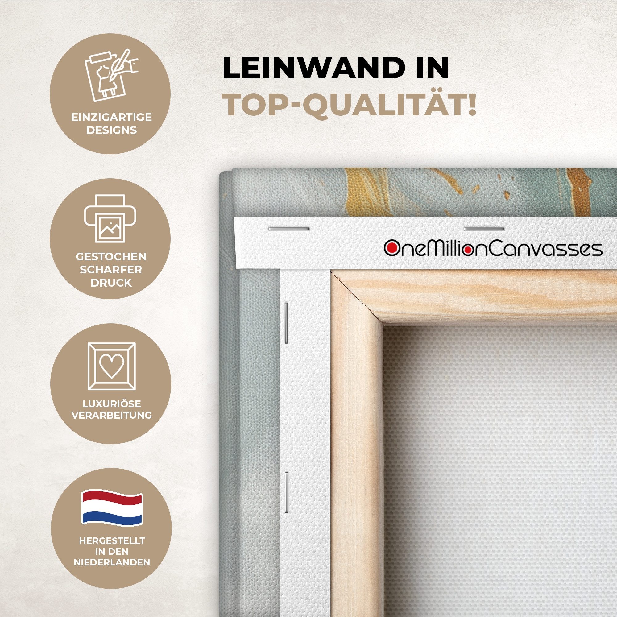 OneMillionCanvasses® Leinwandbild Grün - Modern - Marmor - Abstrakt, Fotodruck (1 St), Wandbild, Deko Schlafzimmer Wohnzimmer Flur 20x20 cm