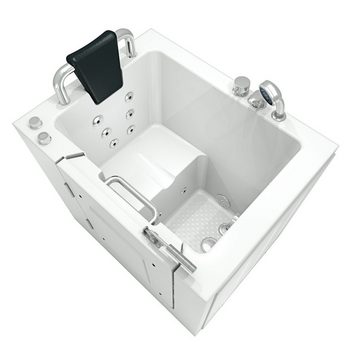 AcquaVapore Whirlpool-Badewanne Sitzwanne Whirlpool Badewanne mit Tür S02WP-B 100x78cm, Integrierte Massagedüsen, Schnelle Reinigung, Nackenstütze, Überlauf A