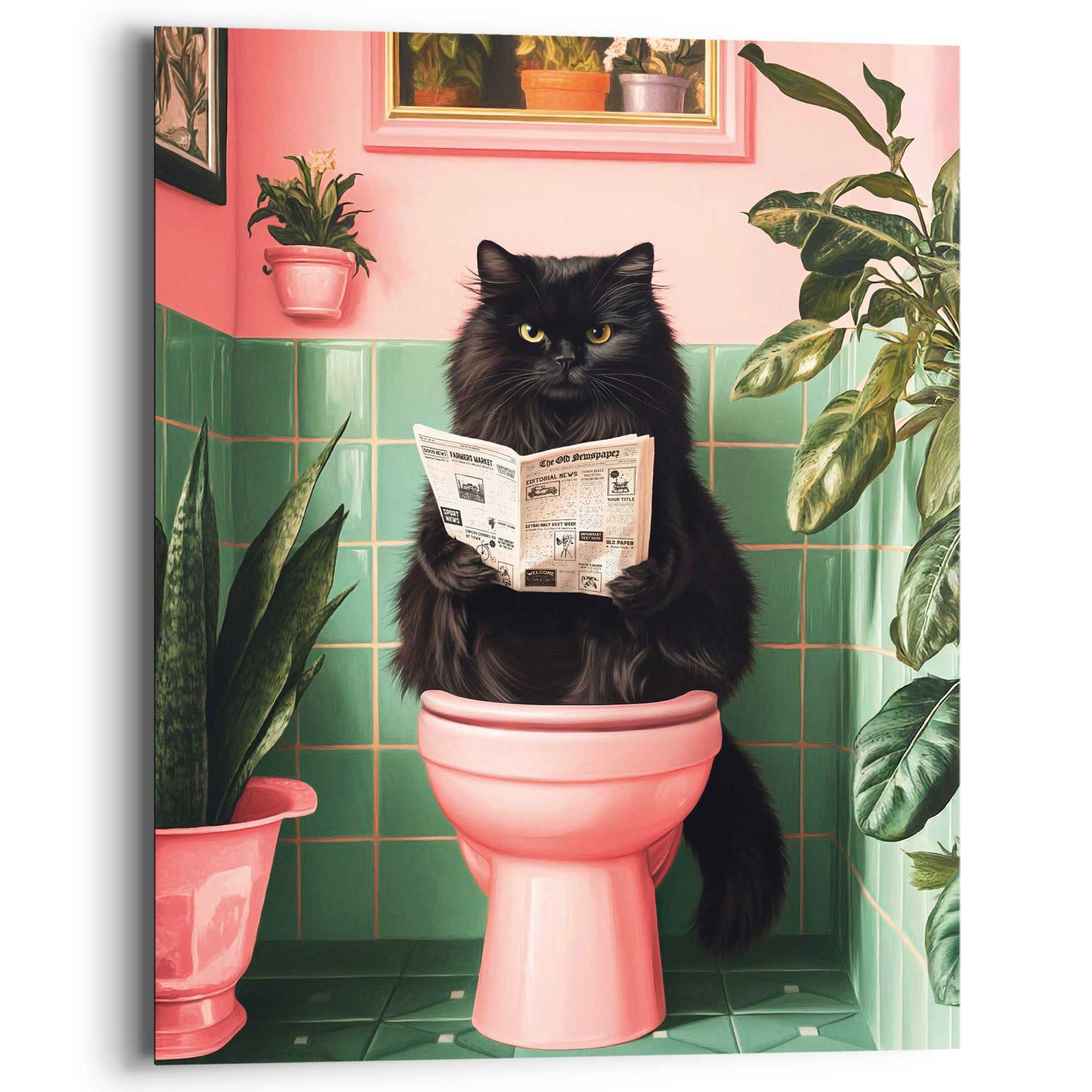 Reinders! Deco-Panel Katze hat Pause, Toilette - Rosa - MDF - Tiere - 40x50 cm