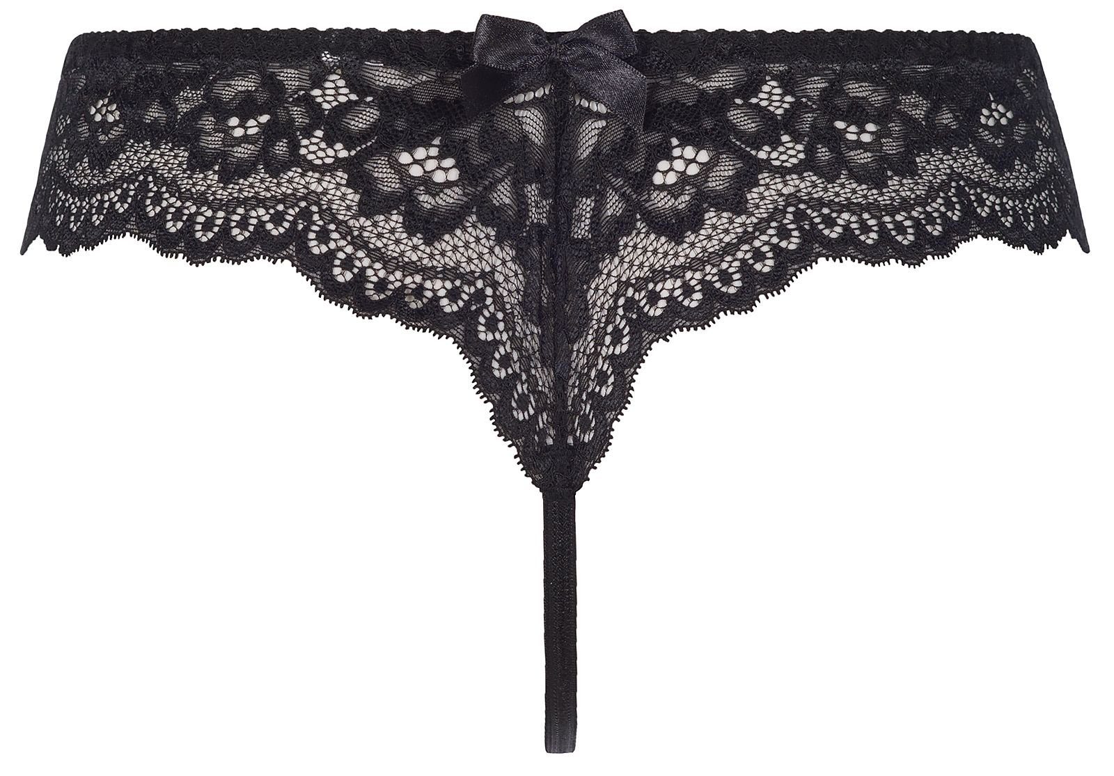 Axami String (einzel, in mit String transparent Panty 1-St) Spitze schwarz mit