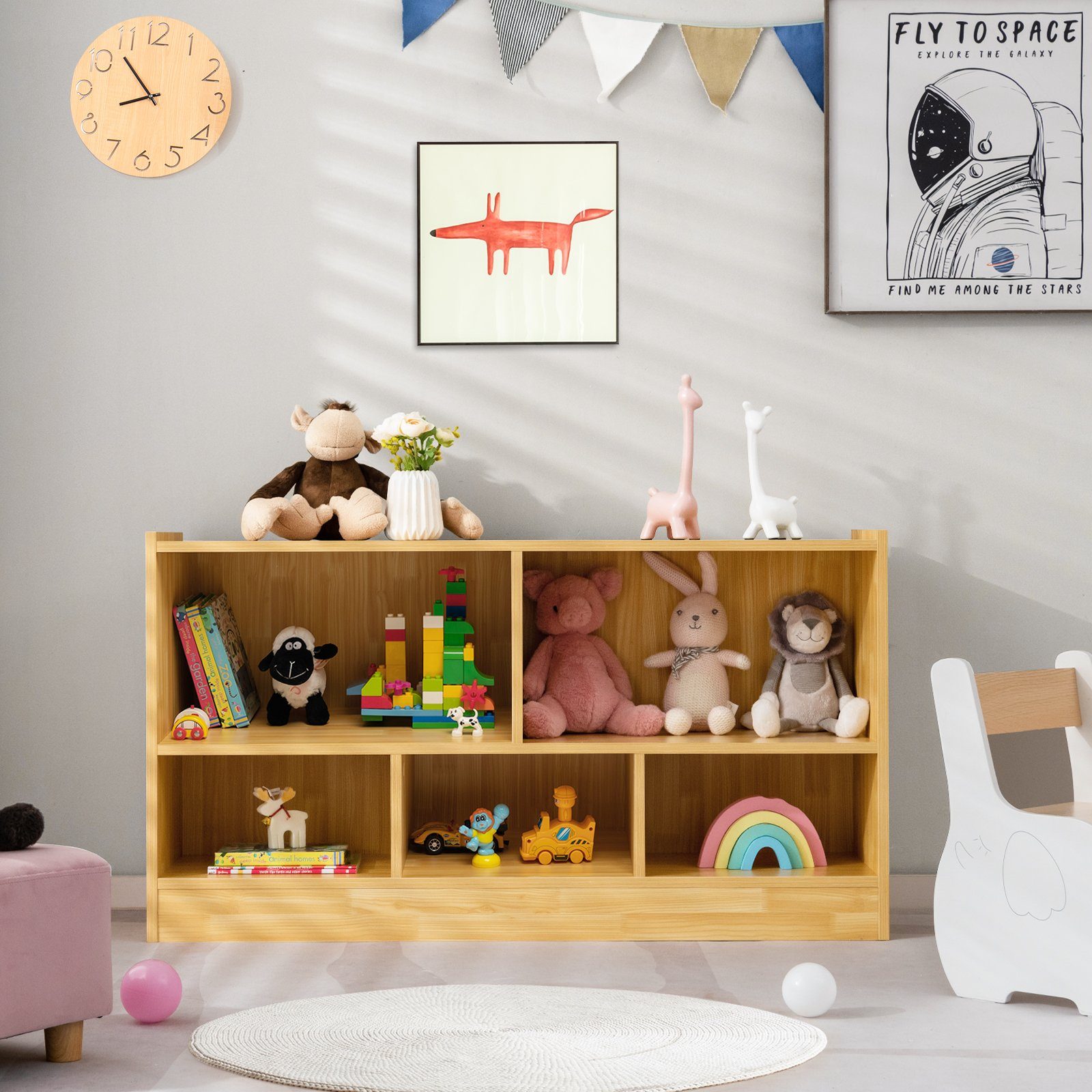 COSTWAY Bücherregal, Spielzeugschrank, 2 große Fächer günstig online kaufen