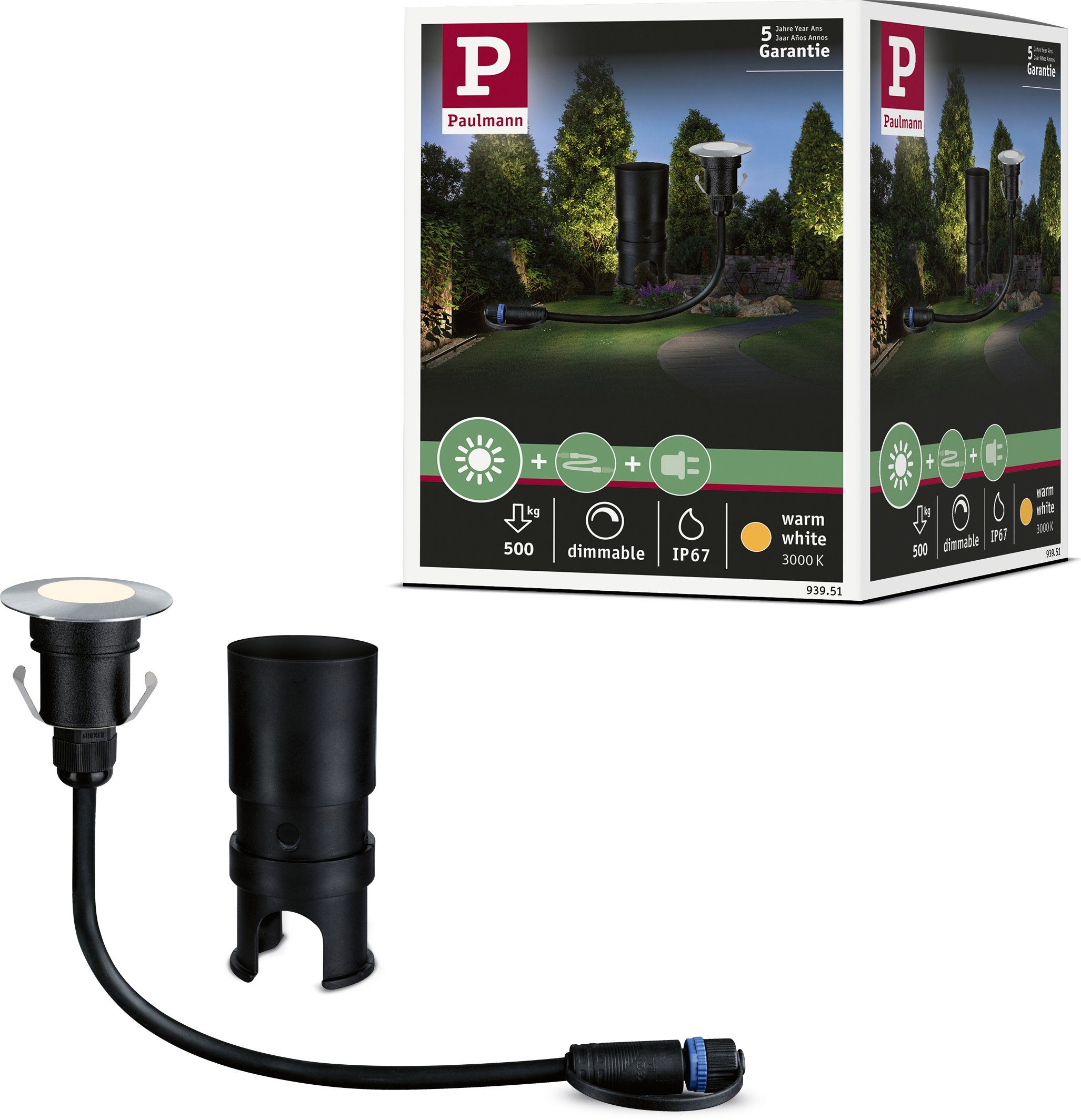 Warmweiß, Plug Einbauleuchte LED LED IP65 Plug Shine, fest integriert, 24V 3000K LED-Modul, & Shine, Paulmann &