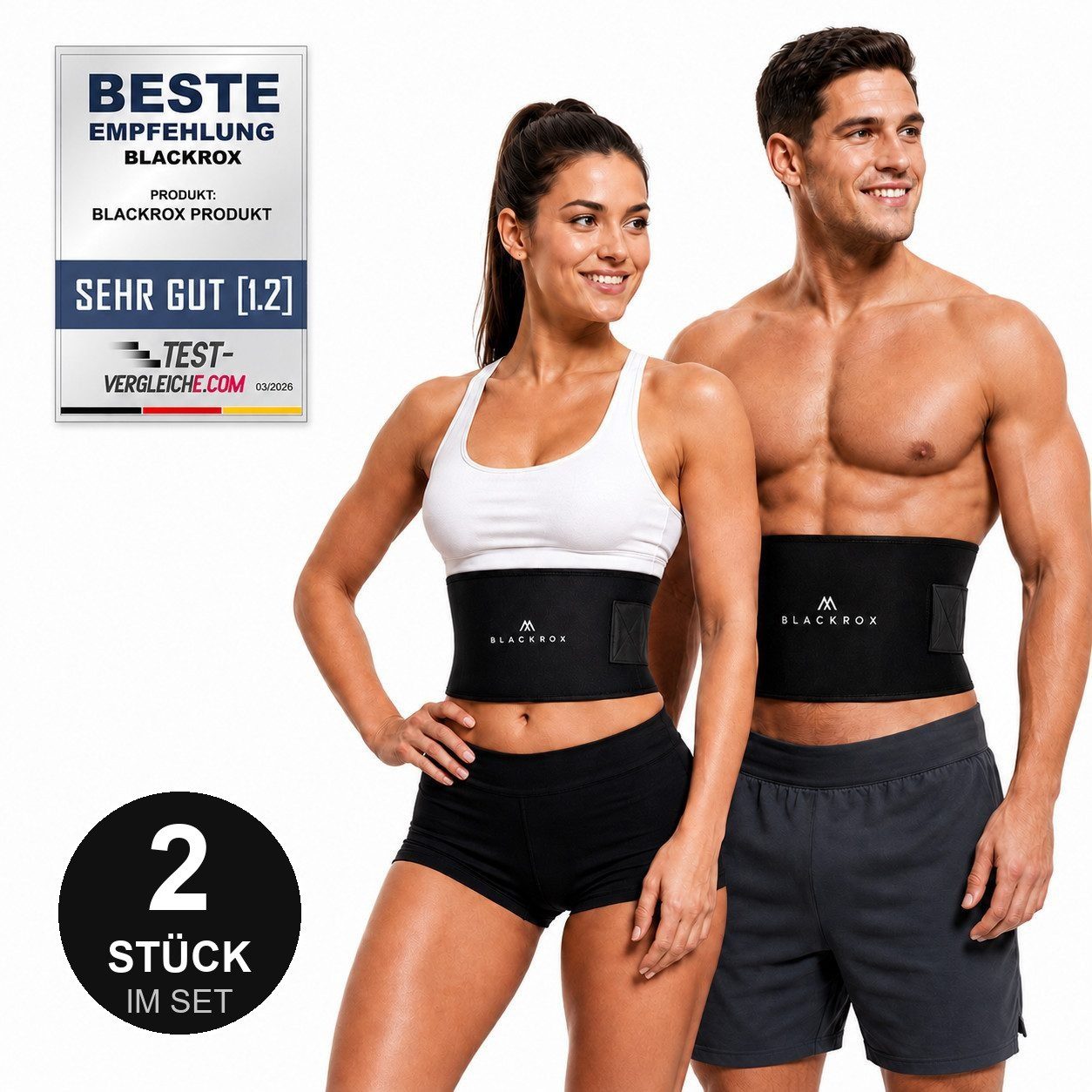 BLACKROX Taillengürtel Schwitzguertel 2er-Set, Gr. S-XXL, Taillengurt Damen Herren