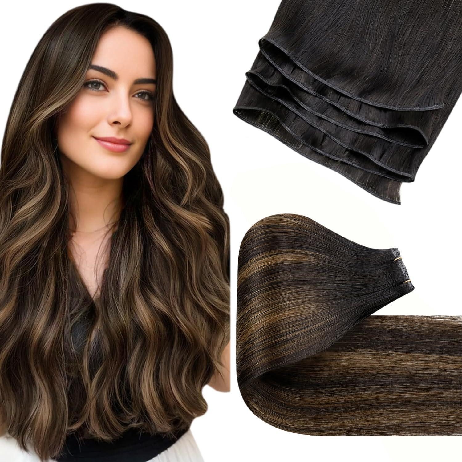 LuxusKollektion Echthaar-Extension Tressen Echthaar Balayage Braun 40cm-50G 2.22-Genie Tressen-#2 8 2