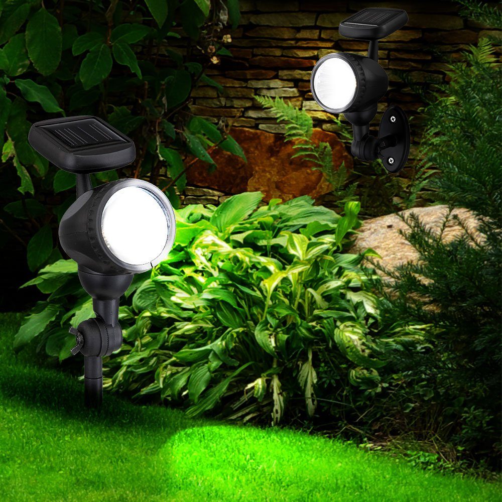 etc-shop Gartenstrahler, LED-Leuchtmittel fest verbaut, Lampen Außen beweglich Solar Strahler 3er Leuchten Steck Set Spot LED