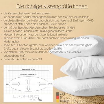 Luxusfeder Kissenfüllung 4er Set Daunenkissen 40x40 cm Daunenfüllung Sofakissen Füllkissen, Made in Germany