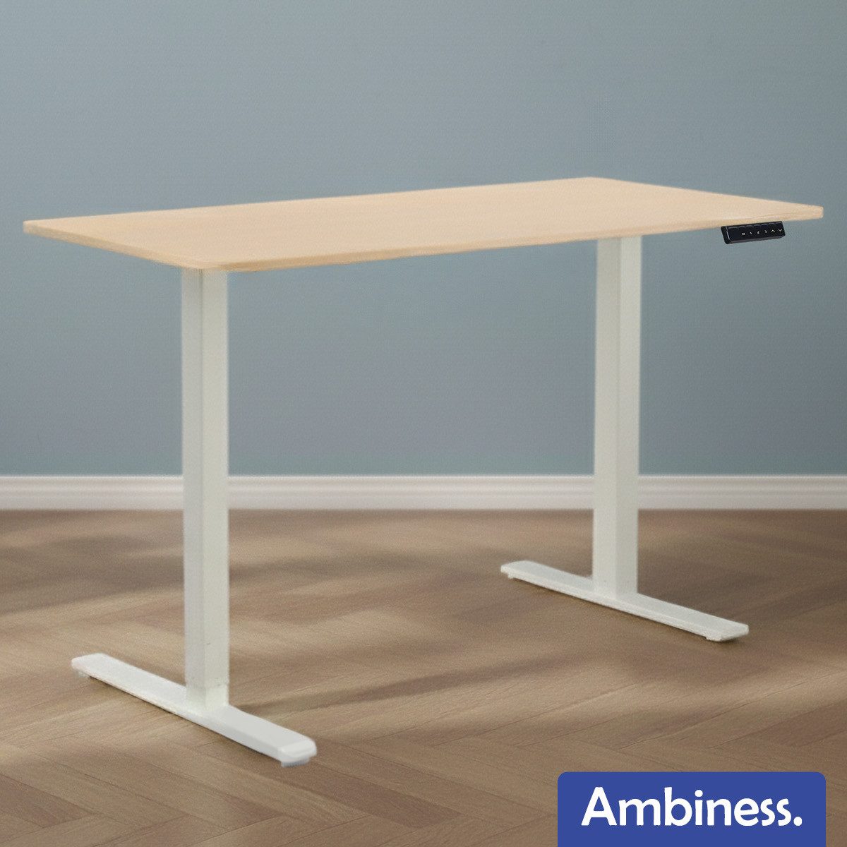 AMBINESS Schreibtisch Höhenverstellbar FlexxPro, 6 Varianten, Durchgehende Arbeitsplatte (Höhenverstellung von 72-119 cm, Inkl. LED-Bedienfeld & Kabeldurchführung), elektrisch stufenlos & ergonomisch