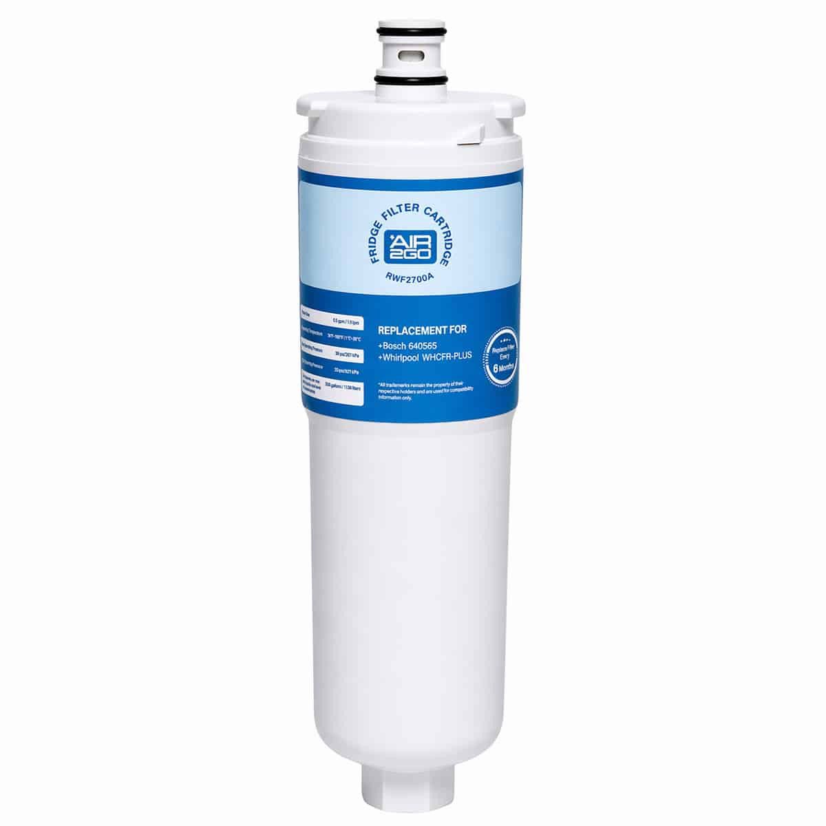 AIR2GO Wasserfilter für Ariston CS-52 / RWF2700A, Zubehör für Kühlschrankfilter für Ariston 640565, 640565, 5586606, Passend für Kühlschränke von Ariston