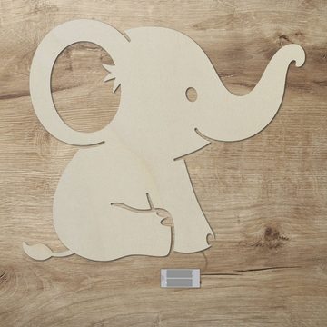Namofactur LED Dekolicht Baby Elefant - Schlaflicht mit Elefanten Motiv für Kleinkinder, Ohne Zugschalter/Stern, LED fest integriert, Warmweiß, Wanddekoobjekt Kinderzimmer Leuchte batteriebetrieben