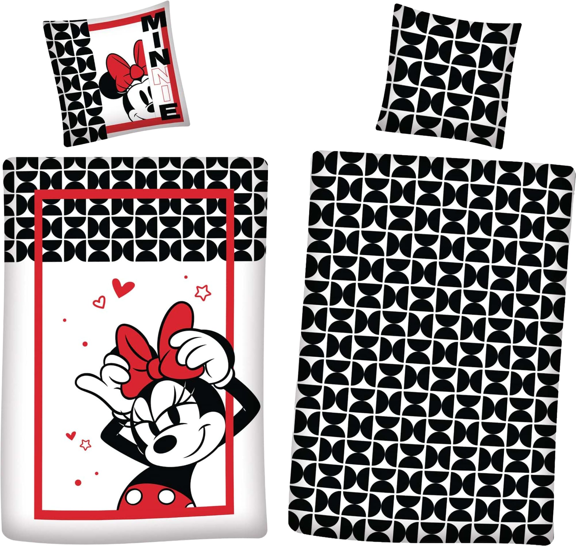 AY!Max Kinderbettwäsche Minnie in Love Bettwäsche weiß rot 135 x 200 cm, 80 x 80 cm, 2 teilig, Langlebig