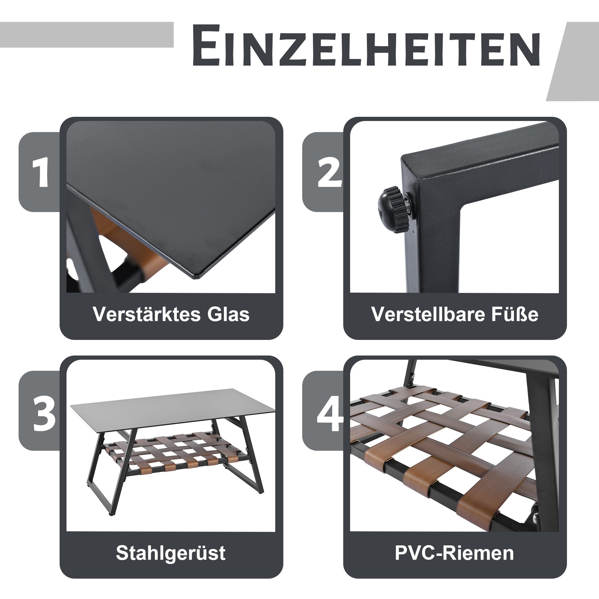 Rutaqian Gartenlounge-Set Gartenmöbel Sitzgarnitur für 4 Personen, mit Sofa,Couchtisch & Kissen, (Garten-Garnitur Set,Gartenlounge,abnehmbarer und Waschbarer Stoffbezug)