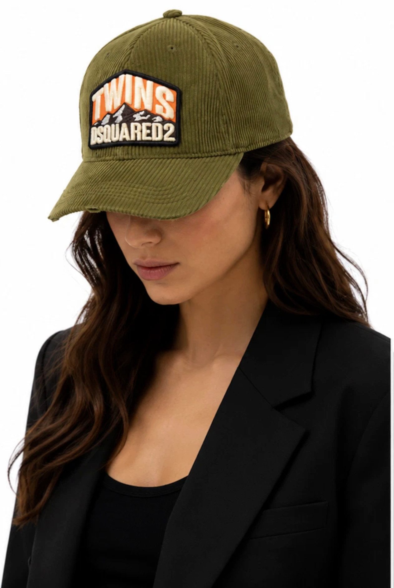 Dsquared2 Baseball Cap Corduroy Basecap Cap Logo Icon Mütze Basebalkappe Unisex Verstellbares Leder Band auf der Rückseite