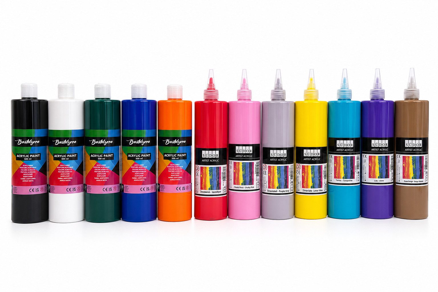 Greenpoint Acrylfarbe Acrylfarben-Set 6/12/24 x500 ml Hoch deckend, matt, für Pouring & mehr, Hochpigmentiert, wasserfest, schnelltrocknend, matt, mischbar – Bild 4 von 4