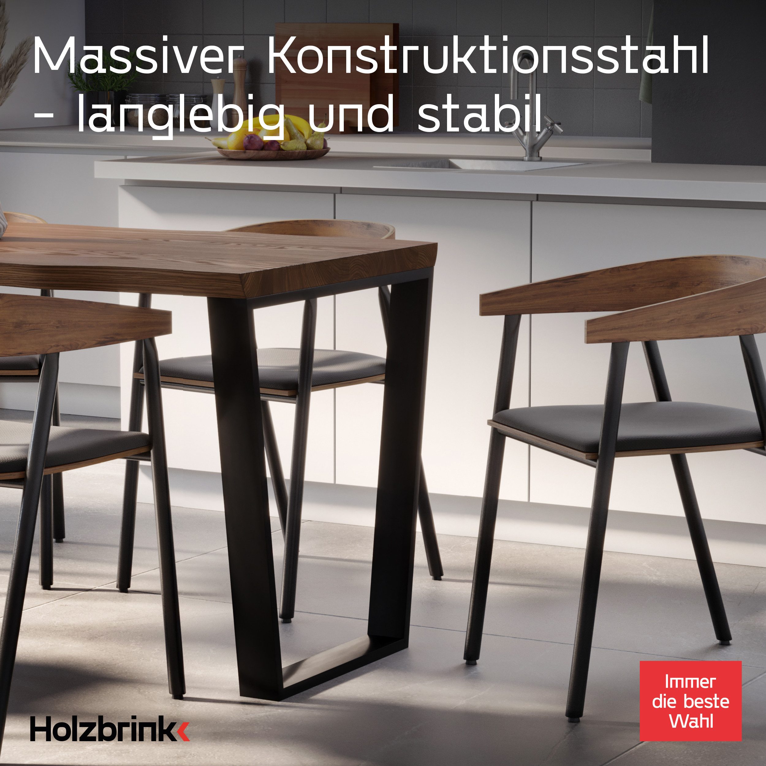 HOLZBRINK Tischbein HLT-21, Tischkufen Industriestahl pulverbeschichtet