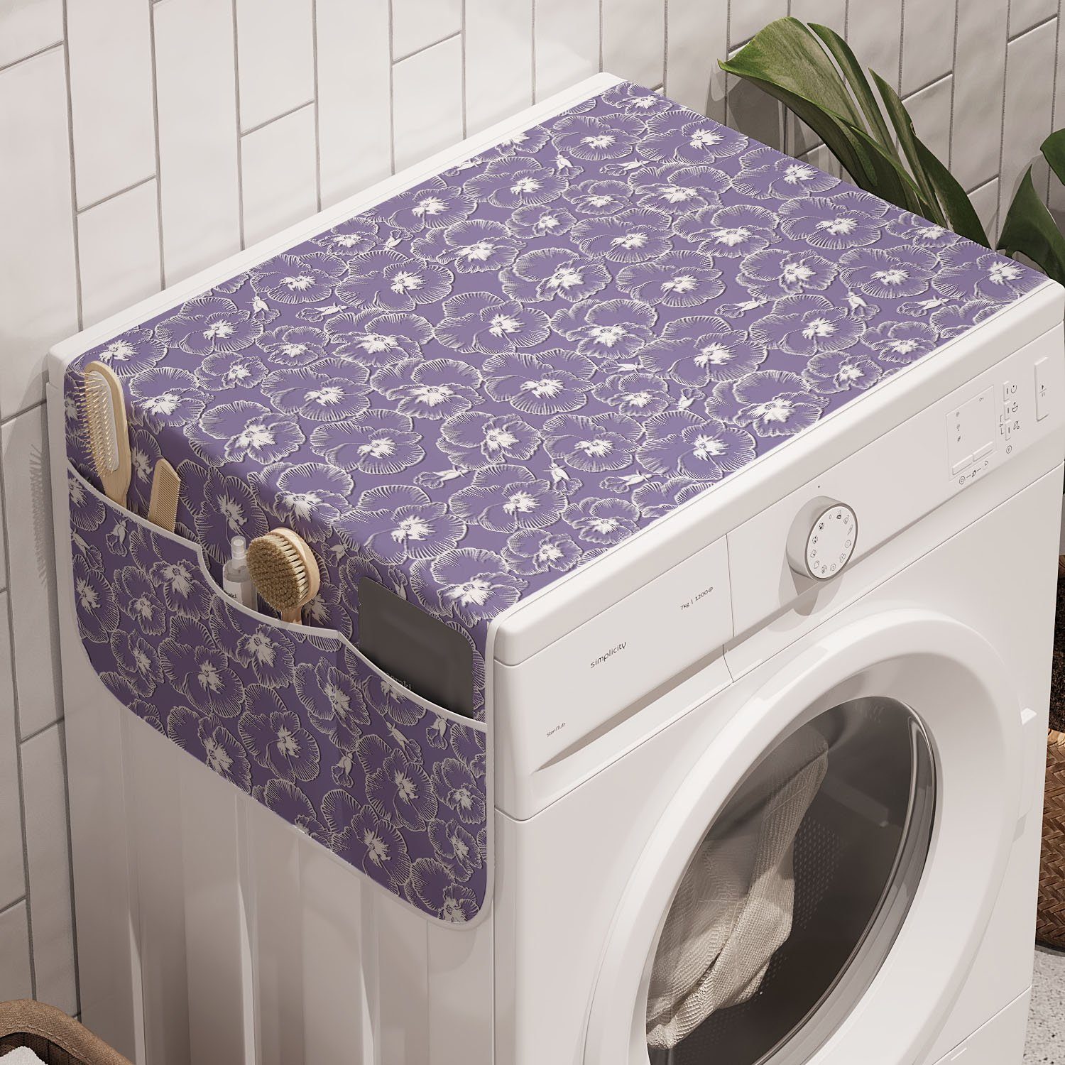 Waschmaschine und Pastell Trockner, für von Veilchen Wiese Anti-Rutsch-Stoffabdeckung Badorganizer Abakuhaus Blumen