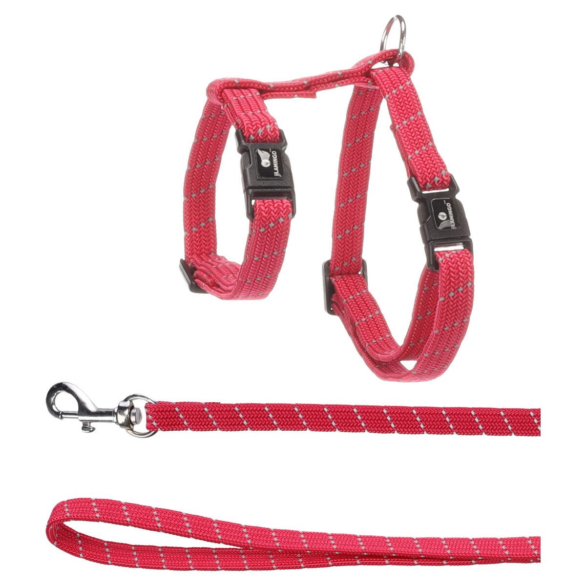 Flamingo Geschirr Kätzchen Geschirr mit Leine Elza korallenrot