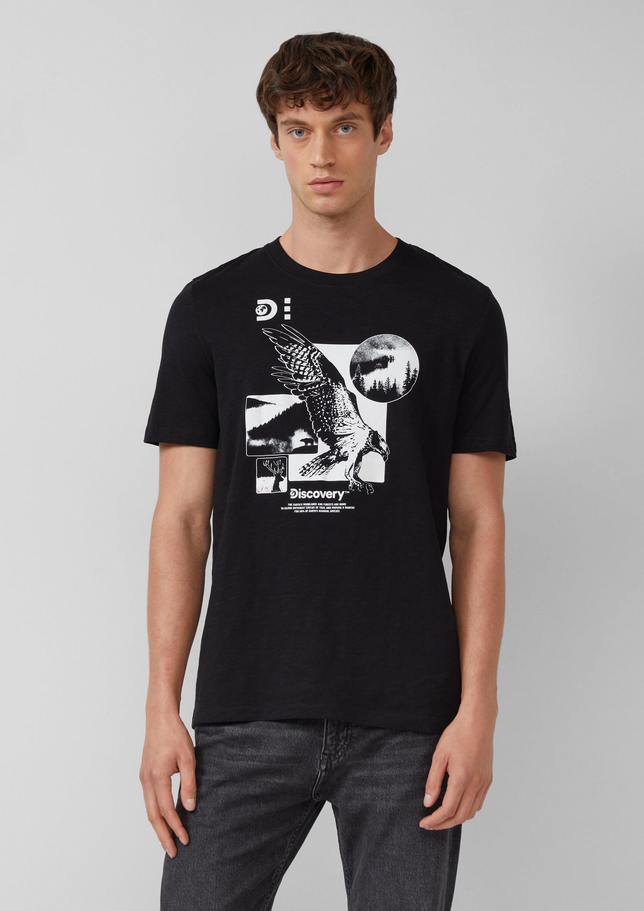 s.Oliver Kurzarmshirt T-Shirt T-Shirt mit Flammgarnstruktur und Artwork günstig online kaufen