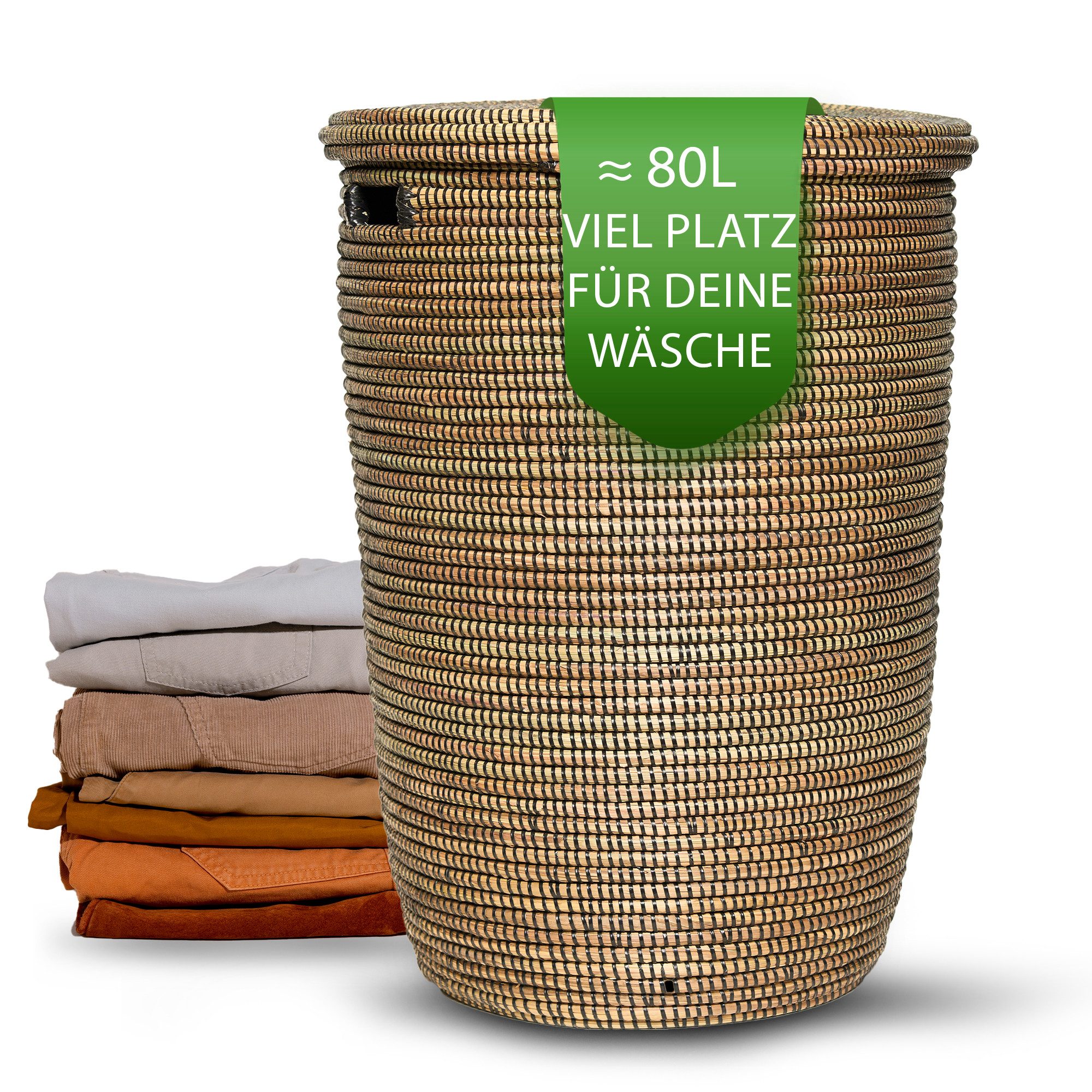 YAADU Wäschekorb mit flachem Deckel 80L günstig online kaufen