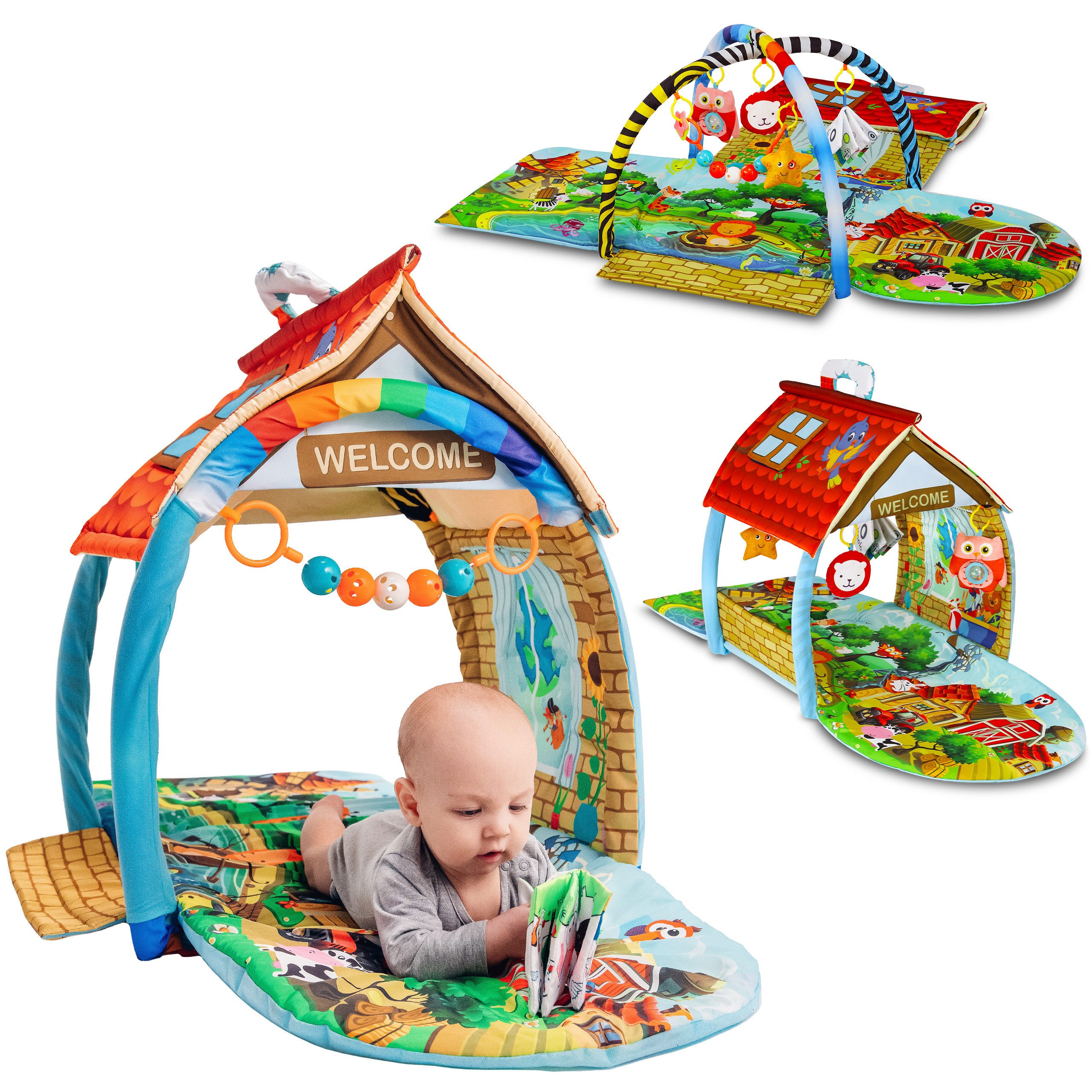 lionelo Spielmatte AGNES PLUS (Set, 2in1 Lernspielmatte mit Spielzeug), 2in1: Matte/Haus/Dicke Isolierschicht/Spielzeug inklusive